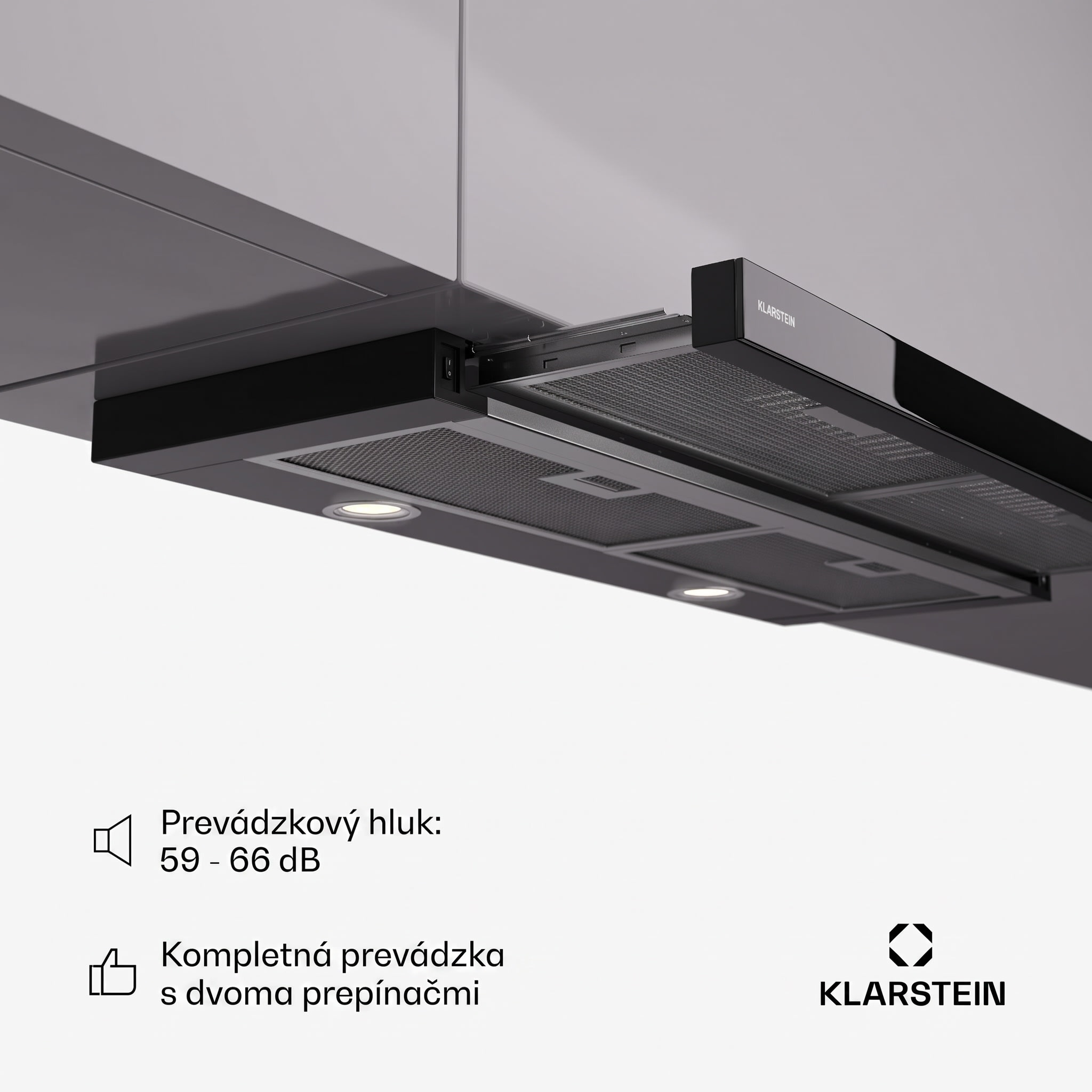 Klarstein Mariana 90 Neo nízkoprofilová digestoř 491 m³/h odtah/recirkulace LED EEK C – Obrázok 4