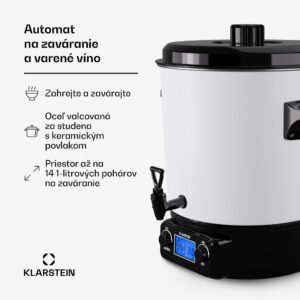Klarstein Biggie Digital zavárací automat dábkovač nápojov elektrický 27L 1800 W nehrdzavejúca oceľ