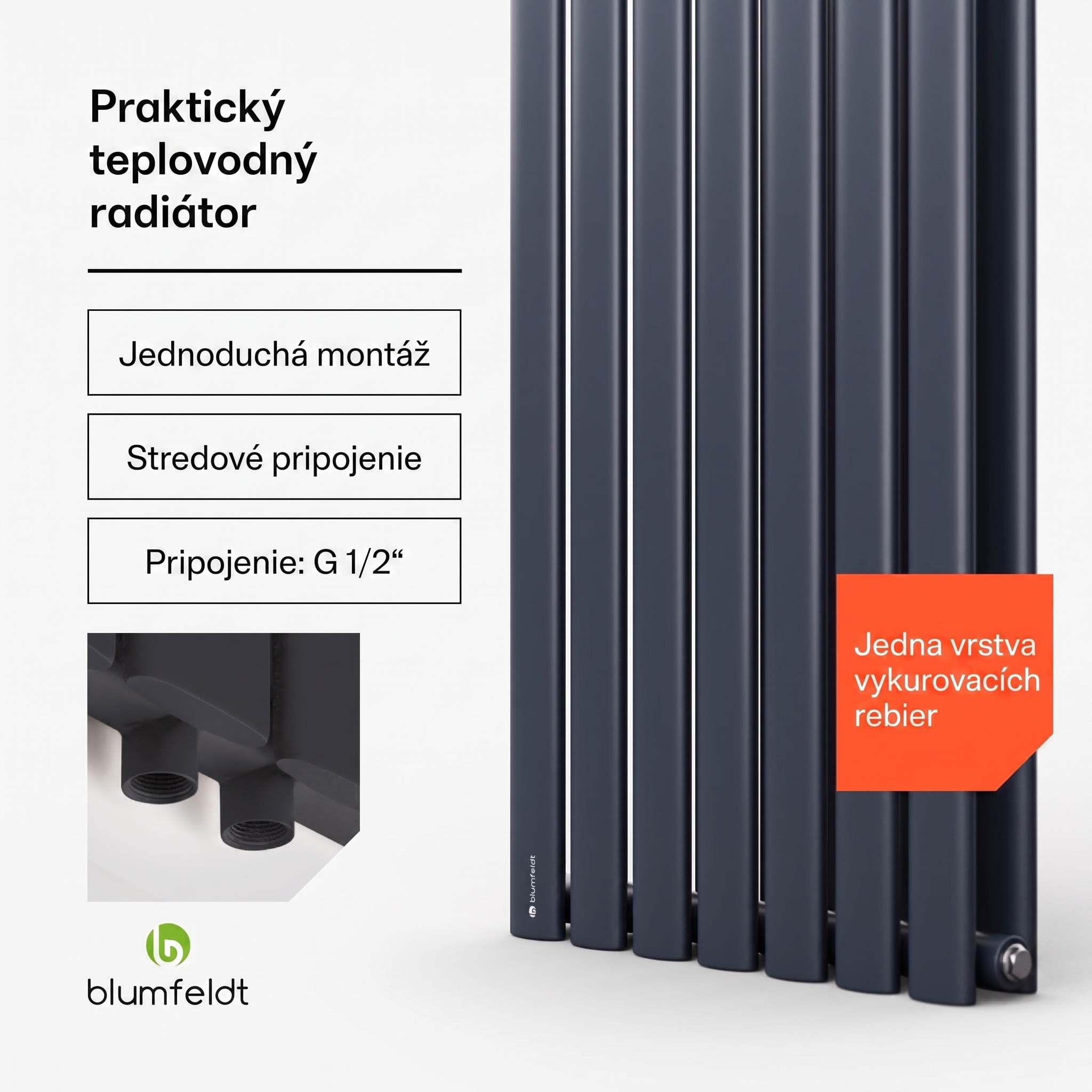 Blumfeldt Tallheo, 41 x 180, radiátor, kúpeľňový radiátor, rúrkový radiátor, 691 W, teplovodný, 1/2 – Obrázok 2