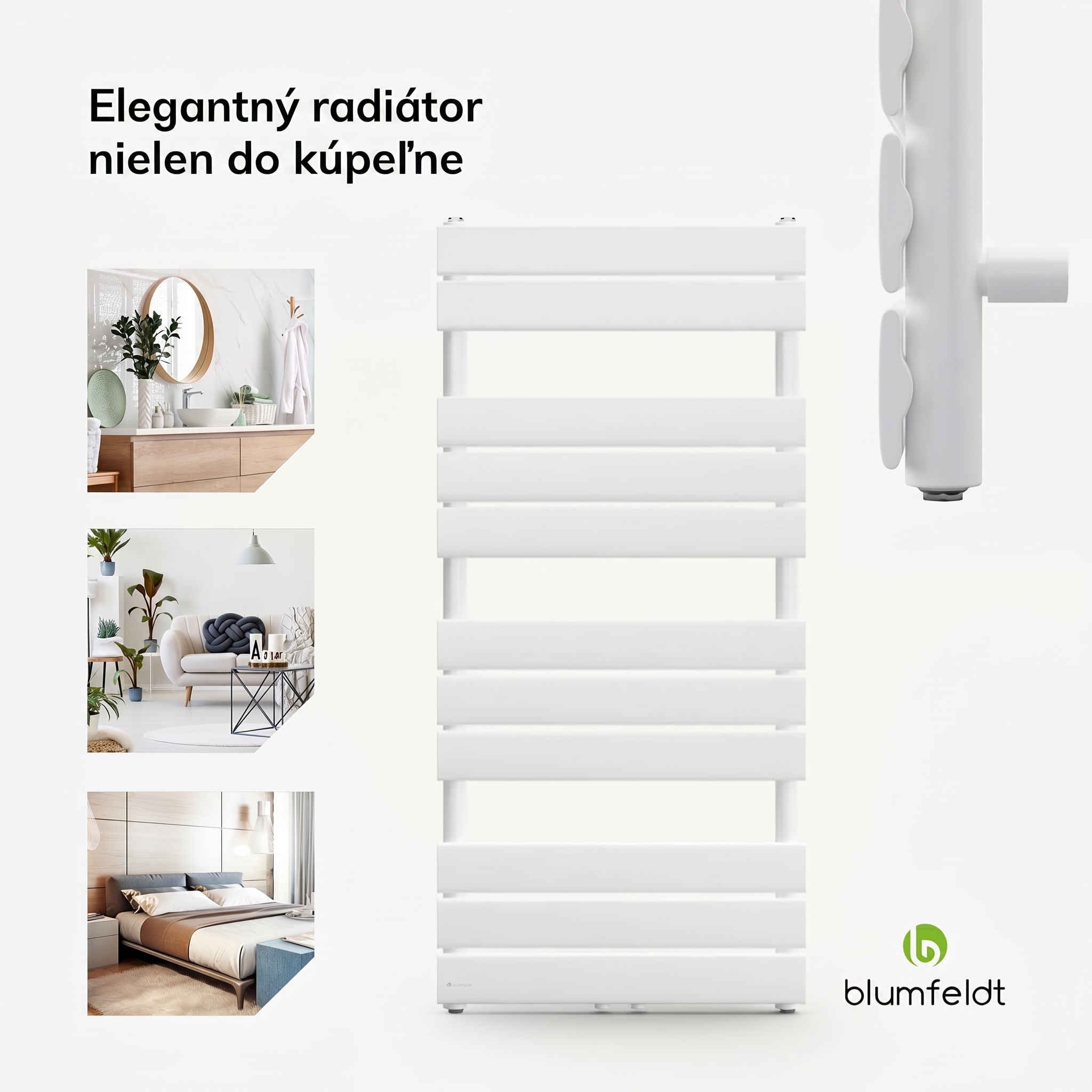 Blumfeldt Fairmont 50 x 107 radiátor 509 W teplá voda 4 držiaky na uteráky 1/2"