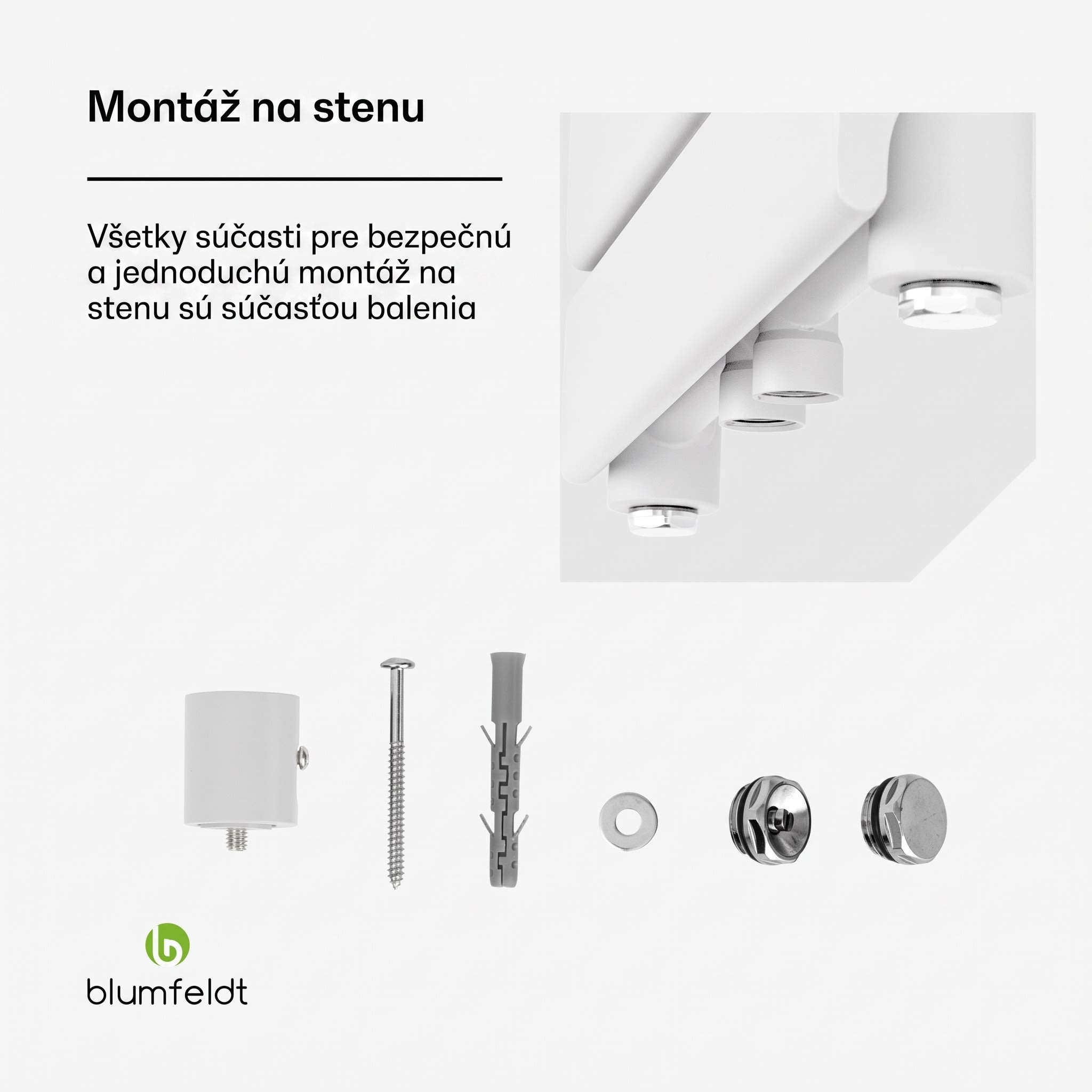 Blumfeldt Fairmont 50 x 107 radiátor 509 W teplá voda 4 držiaky na uteráky 1/2" – Obrázok 3