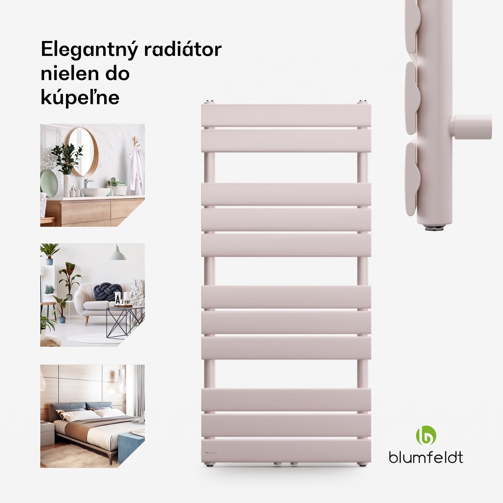 Blumfeldt Fairmont 50 x 107 radiátor 509 W teplá voda 4 držiaky na uteráky 1/2"