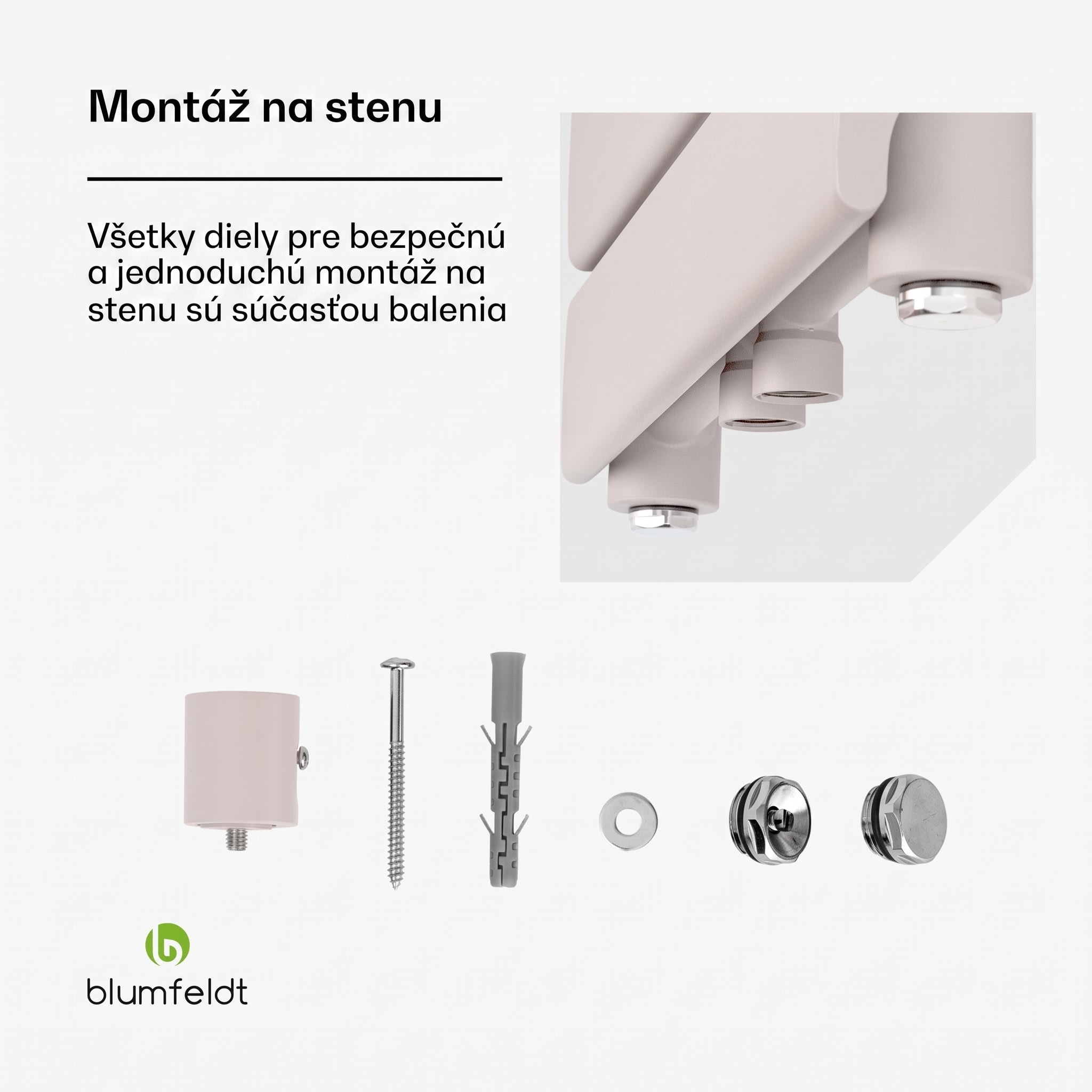Blumfeldt Fairmont 50 x 107 radiátor 509 W teplá voda 4 držiaky na uteráky 1/2" – Obrázok 3