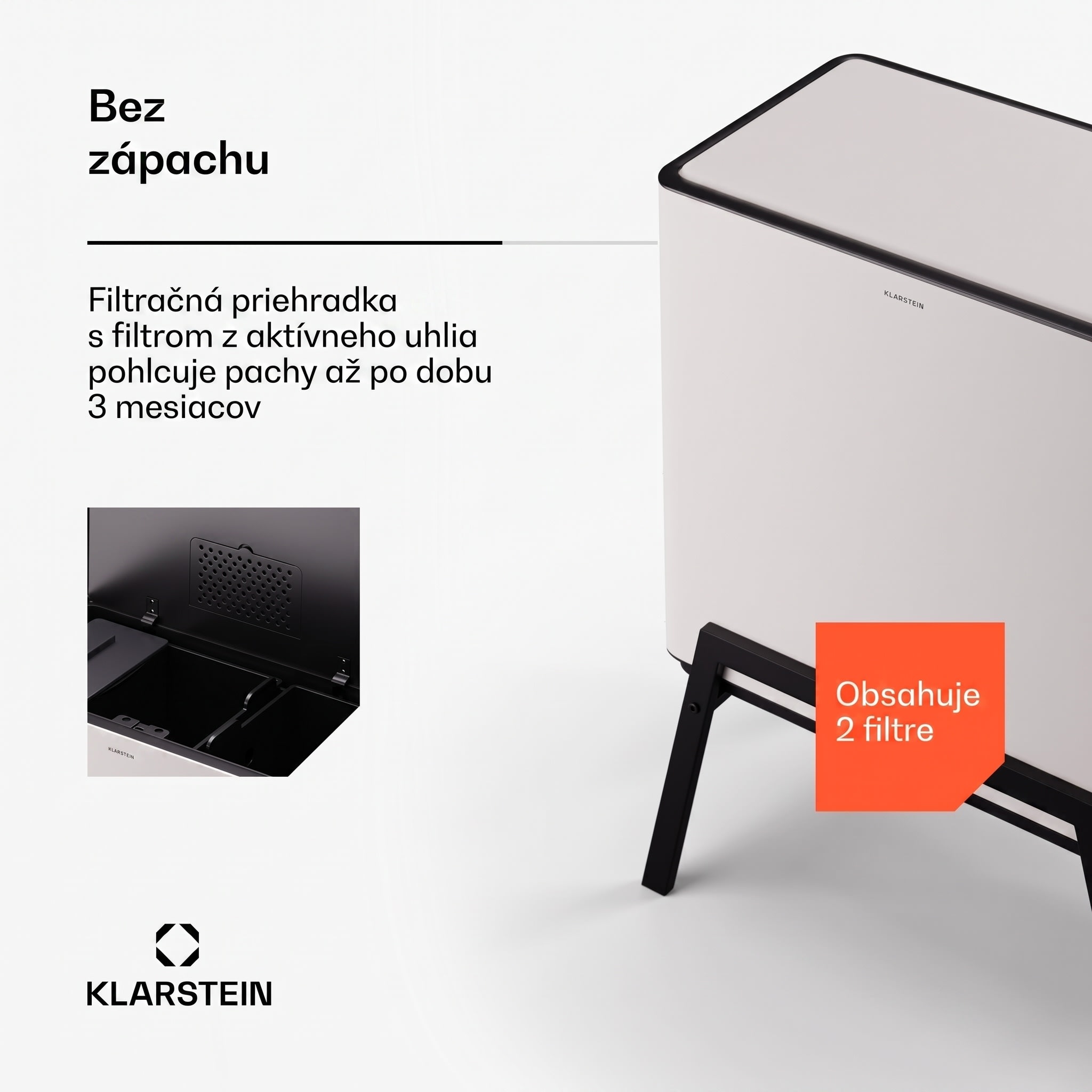 Klarstein Yuma, odpadkový kôš, 40 l, vrátane kompostéra, s nožičkami, pachový filter – Obrázok 4