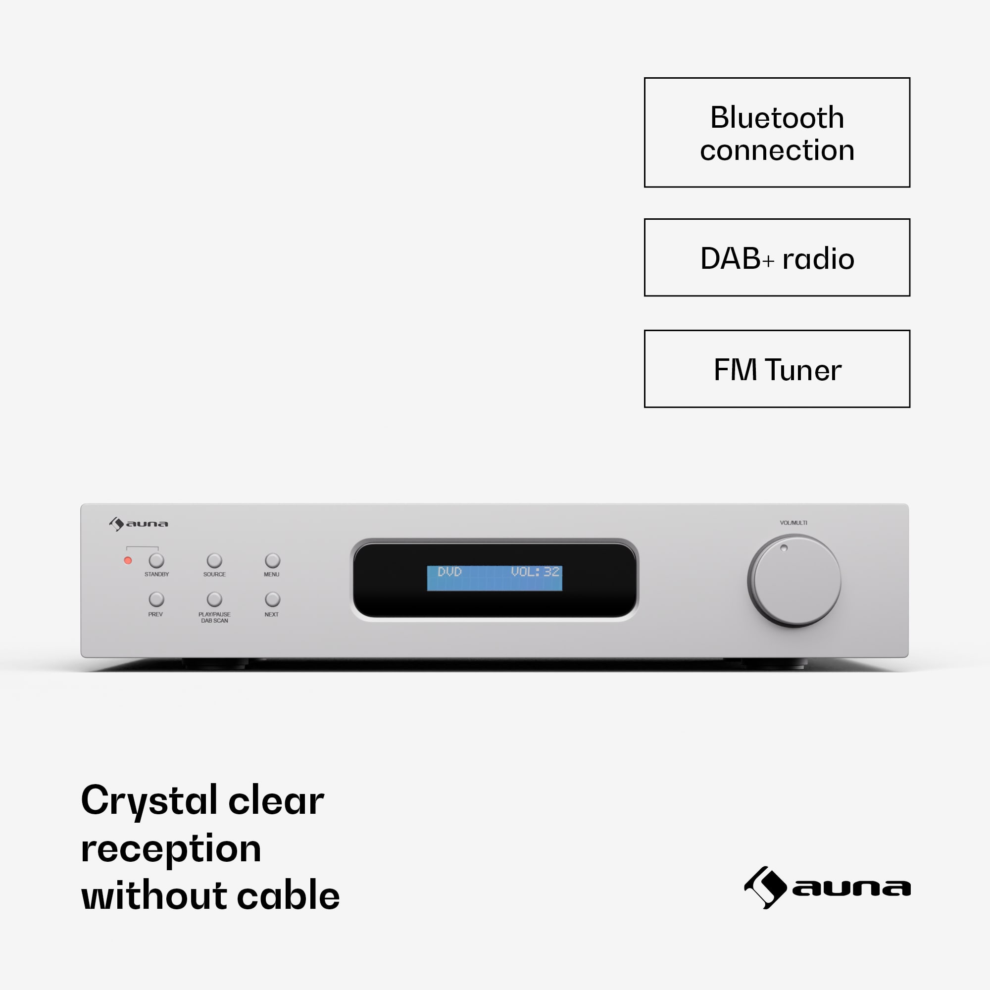 Auna Art22, Zosilňovač DAB+ BT HiFi, zosilňovač DAB+/FM rádio – Obrázok 2