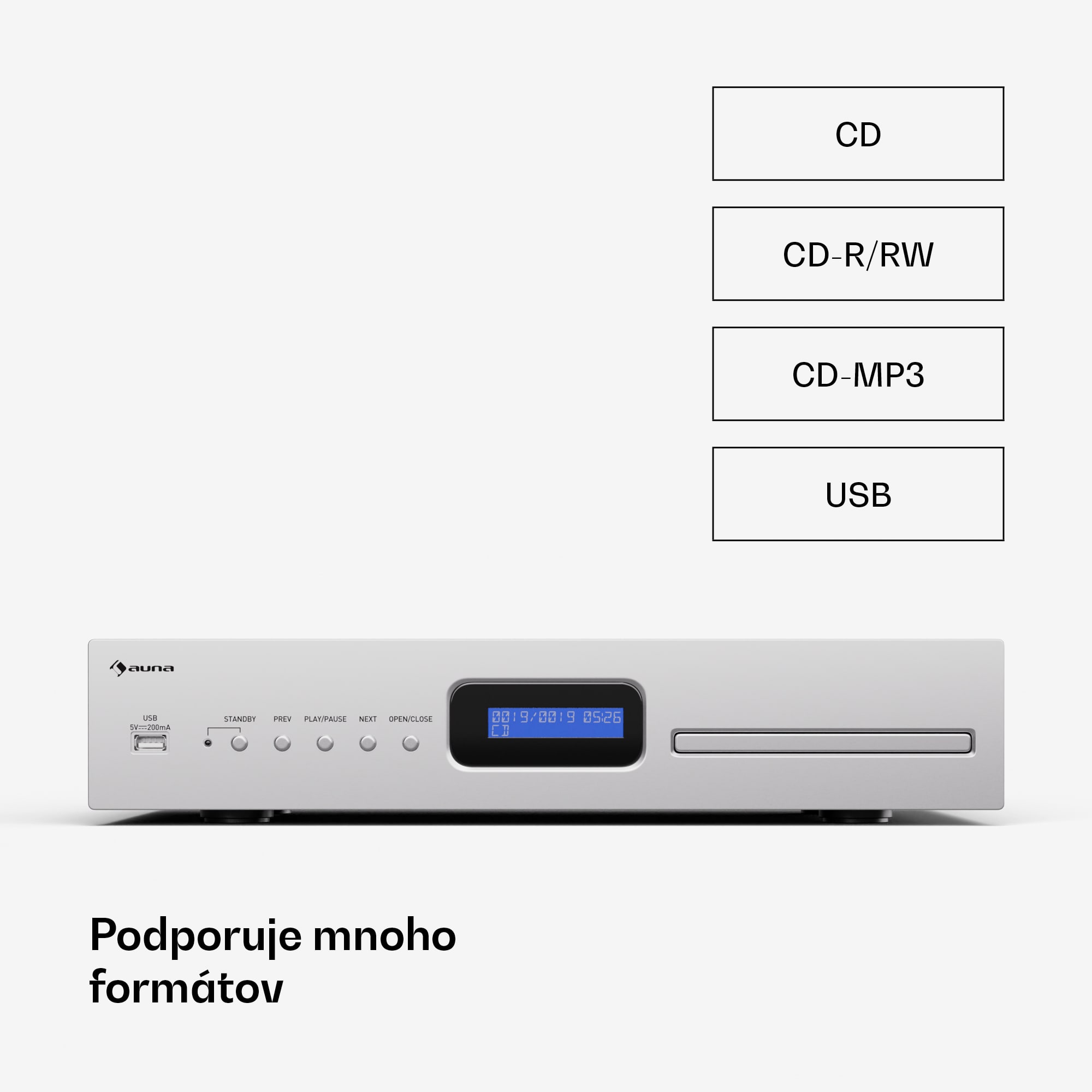 Auna Art22 CD/MP3 prehrávač, HiFi prehrávač, CD, CD-R/RW, CD-MP3, Displej, Diaľkové ovládanie – Obrázok 2