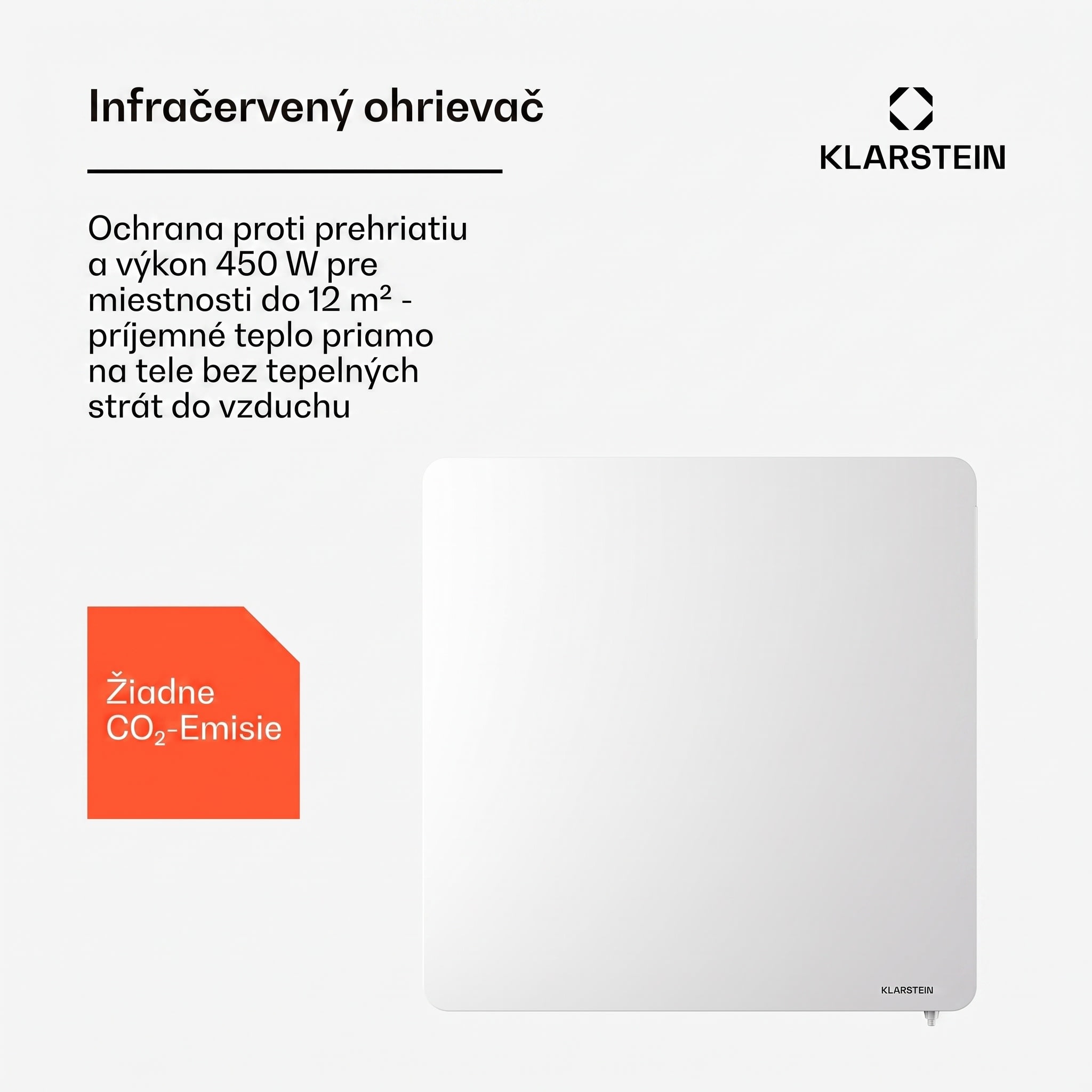 Klarstein Wonderbeam 450 Hybride Infračervený ohrievač 60 x 60 cm 450 W Týždenný časovač Diaľkové ovládanie