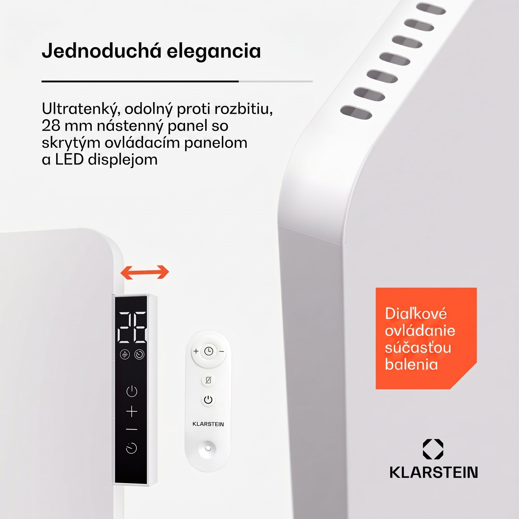 Klarstein Wonderbeam 450 Hybride Infračervený ohrievač 60 x 60 cm 450 W Týždenný časovač Diaľkové ovládanie – Obrázok 2