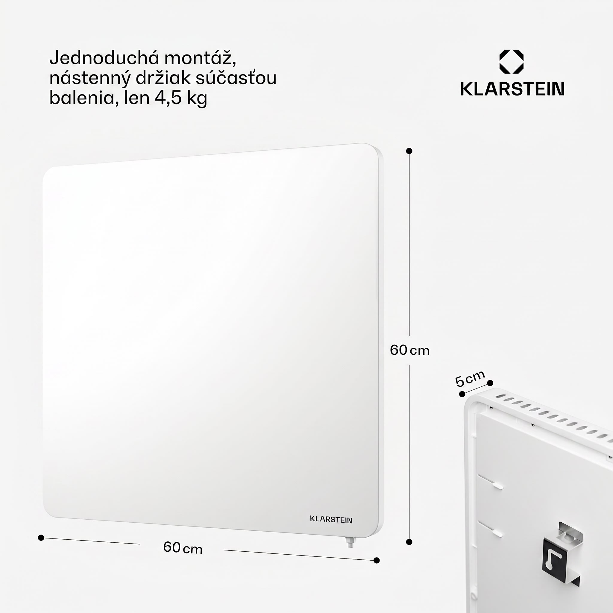 Klarstein Wonderbeam 450 Hybride Infračervený ohrievač 60 x 60 cm 450 W Týždenný časovač Diaľkové ovládanie – Obrázok 4