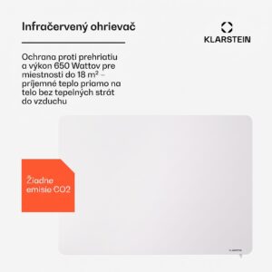 Klarstein Wonderbeam 650 Hybride Infračervený ohrievač 60 x 84 cm 650 W Týždenný časovač Diaľkové ovládanie