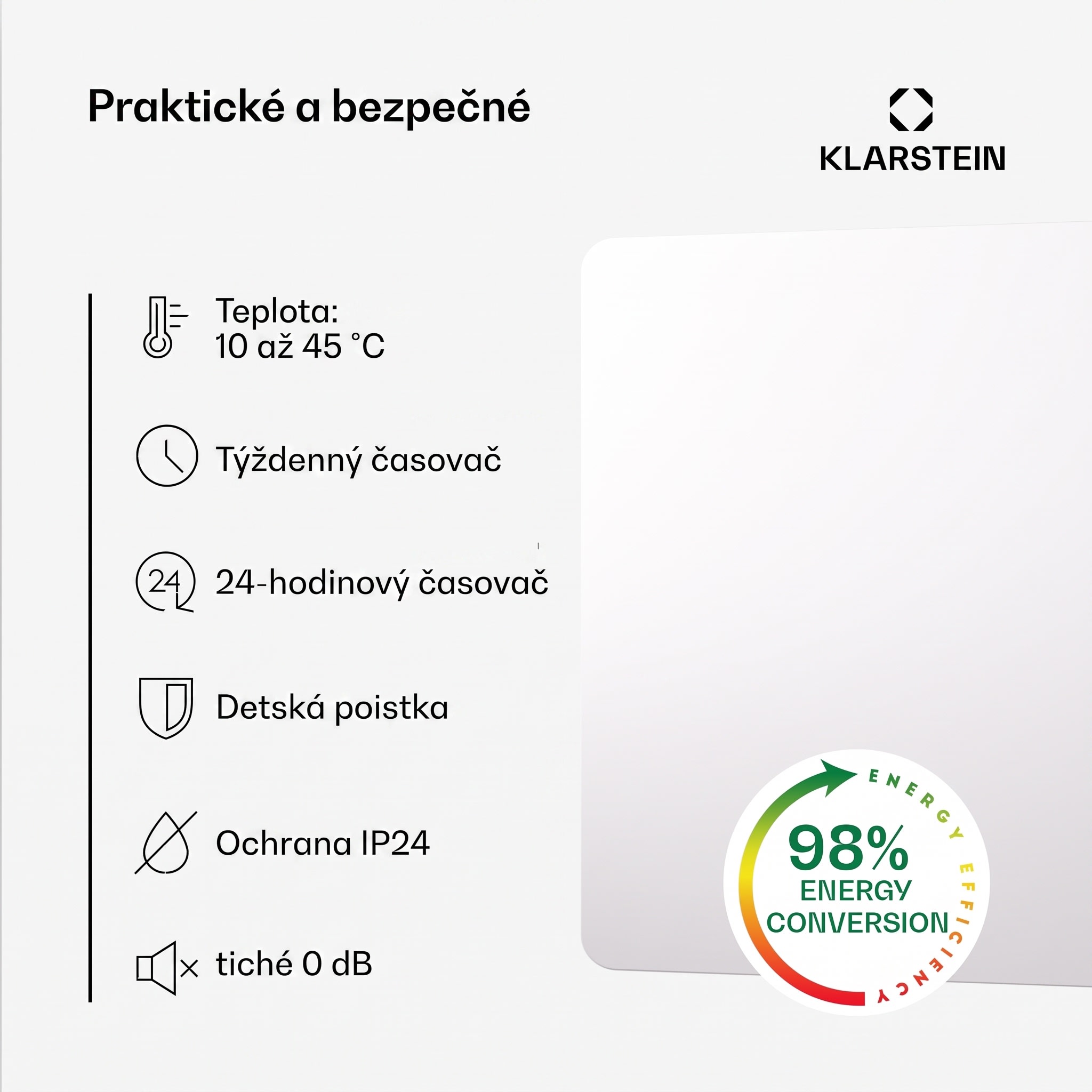 Klarstein Wonderbeam 900 Hybride Infračervený ohrievač 108 x 60 cm 900 W Týždenný časovač Diaľkové ovládanie – Obrázok 3