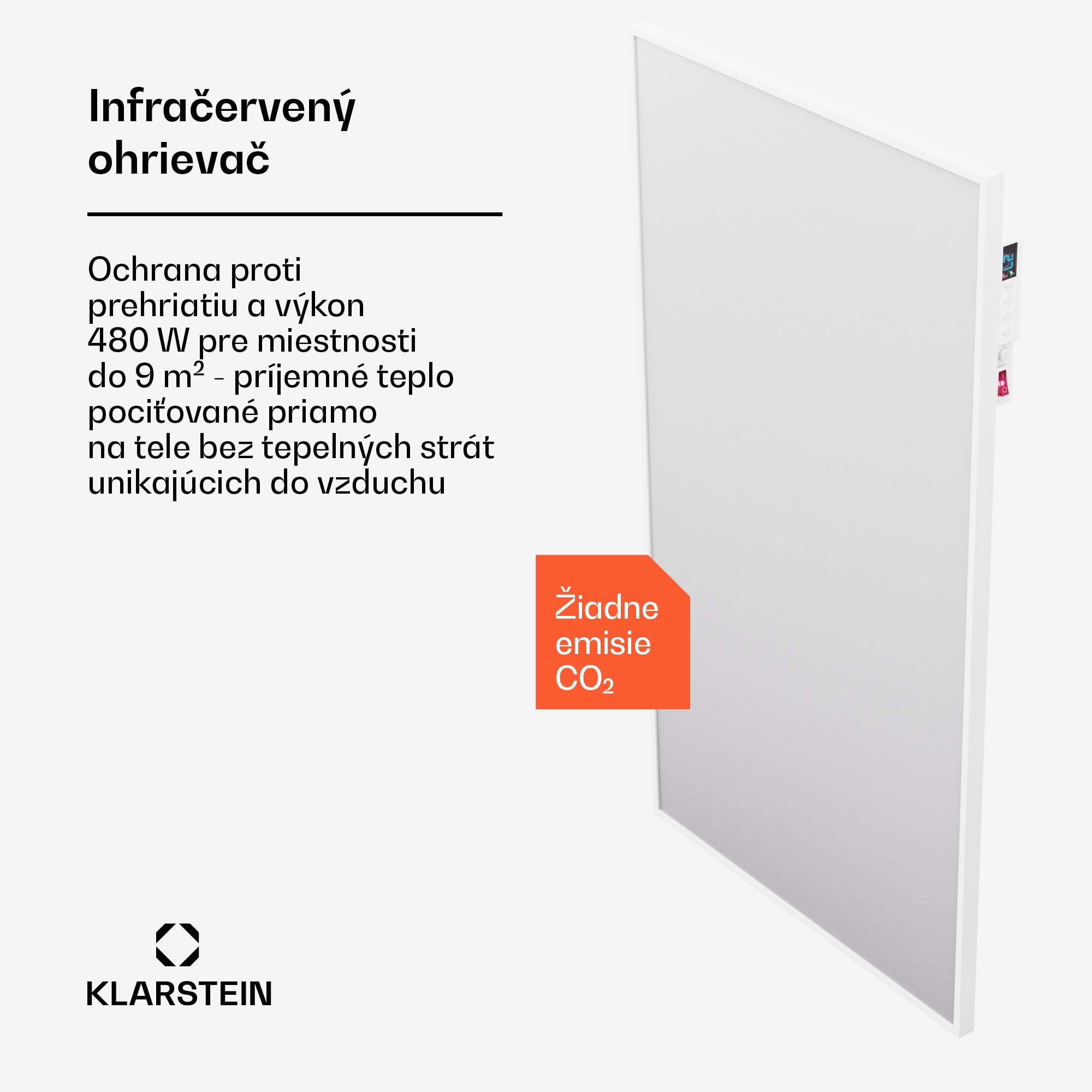 Klarstein Wonderwall Air Smart 480, infračervený ohrievač, 50 x 90 cm, 480 W, aplikácia – Obrázok 2