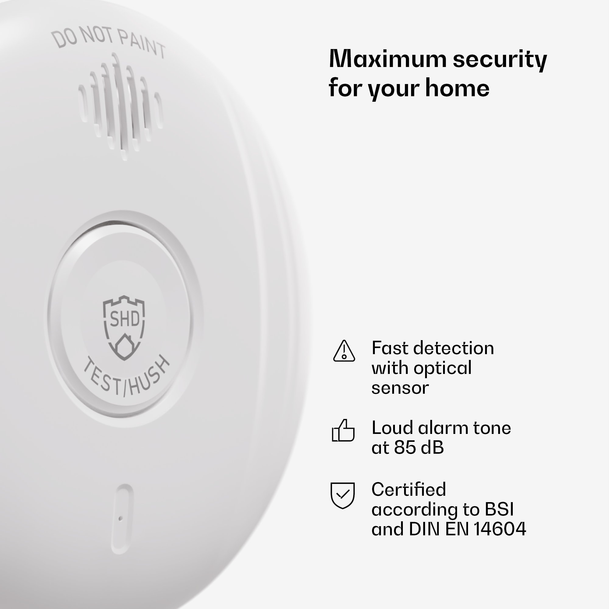 SHD by oneConcept, detektor dymu DOF Pro10, plastový, varovný signál: 85 dB, životnosť batérie 10 rokov