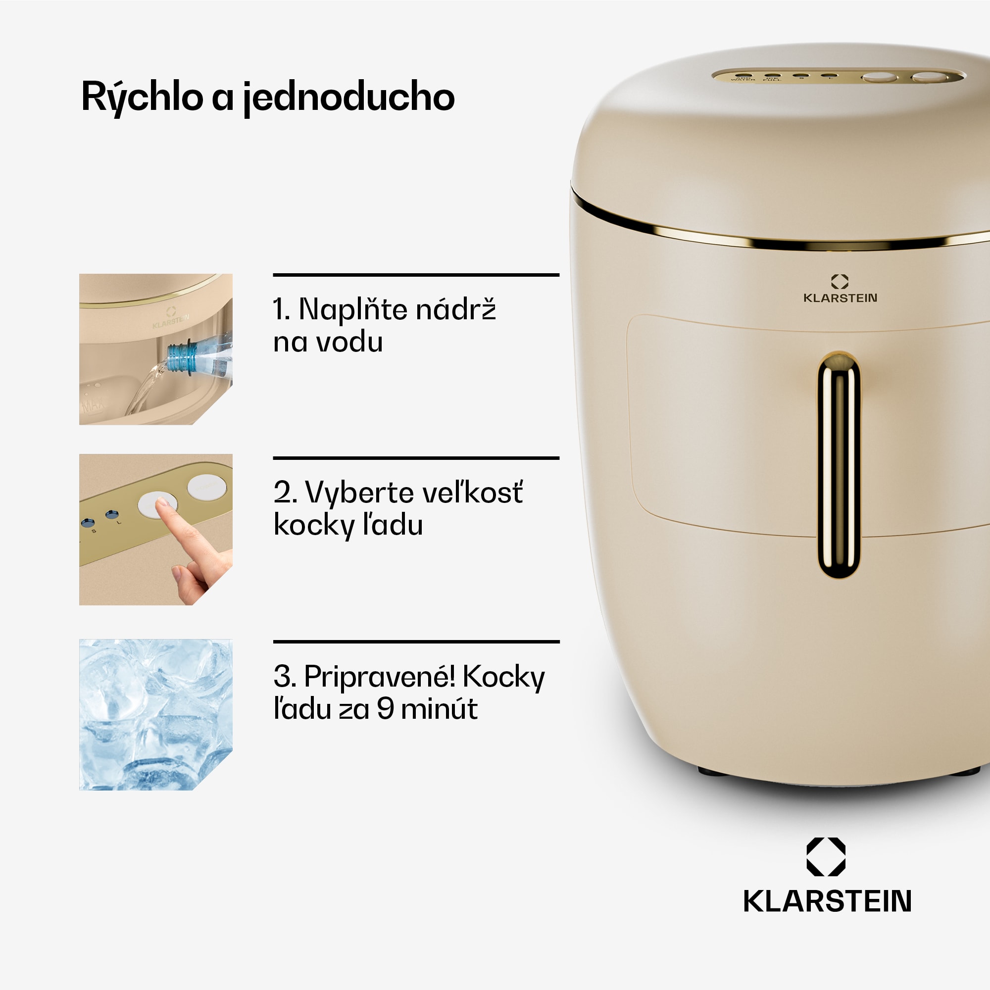 Klarstein Passau výroba ľadu 2 veľkosti 15 kg/24 h Auto-Clean – Obrázok 2