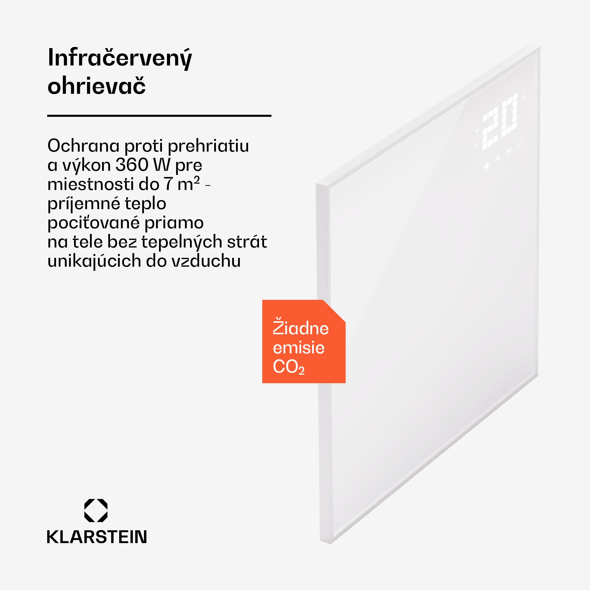 Klarstein Wonderwall Smart Bornholm, Infračervený ohrievač, 70x60cm, App, 360W – Obrázok 2
