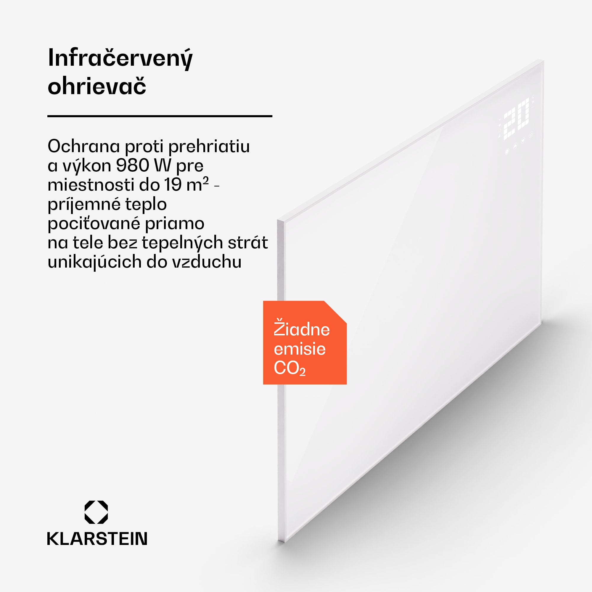 Klarstein Wonderwall Smart Bornholm, infražiarič, 120 x 80 cm, 980 W, aplikácia – Obrázok 2