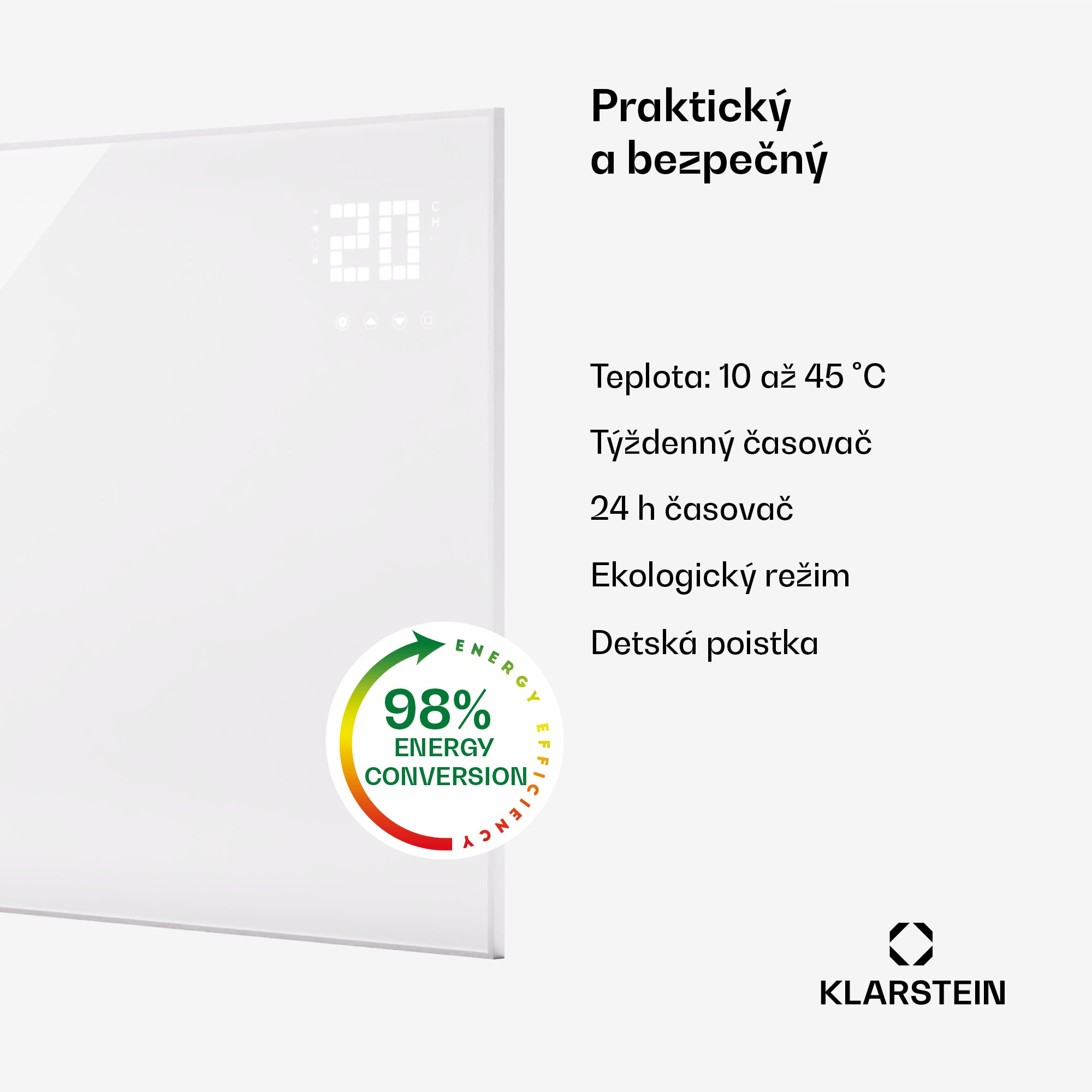 Klarstein Wonderwall Smart Bornholm, infražiarič, 120 x 80 cm, 980 W, aplikácia – Obrázok 4