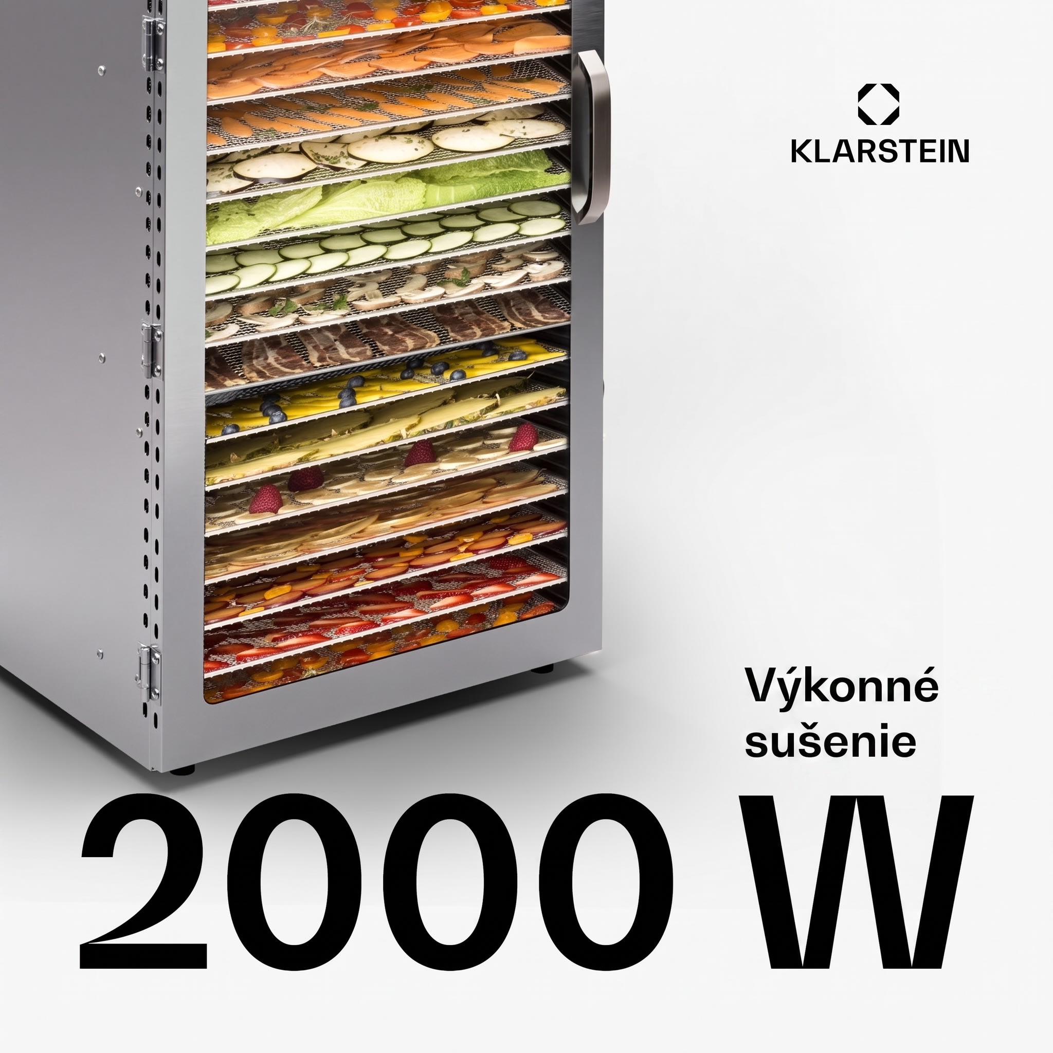 Klarstein Captain Jerky 200 sušička potravín 2000W 30-90 °C 24h časovač nerezová oceľ