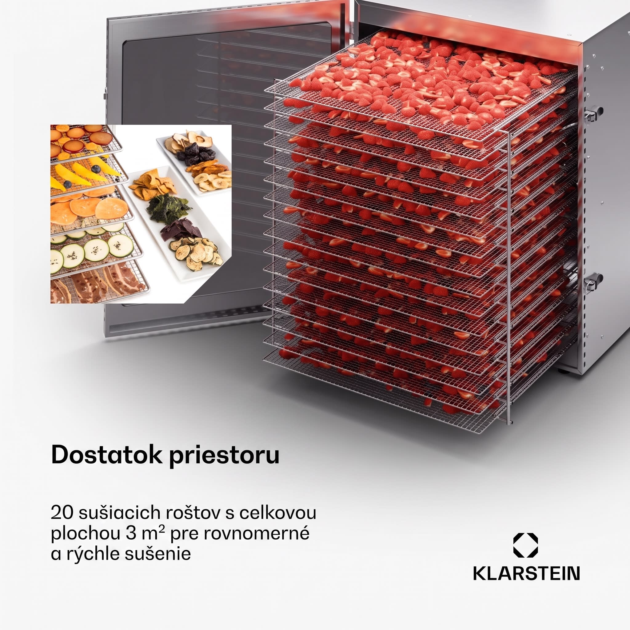 Klarstein Captain Jerky 200 sušička potravín 2000W 30-90 °C 24h časovač nerezová oceľ – Obrázok 2