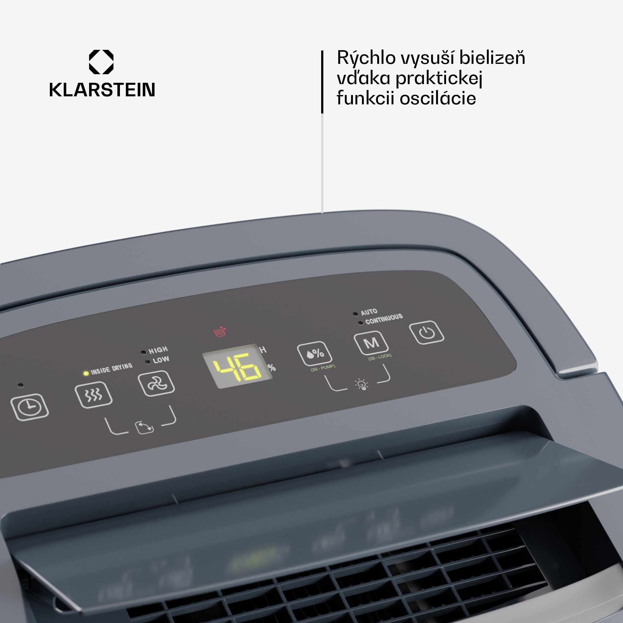Klarstein DryFy Connect 40 Smart, Odvlhčovač, WiFi, Kompresia, 40l/d, 60-70m² – Obrázok 4