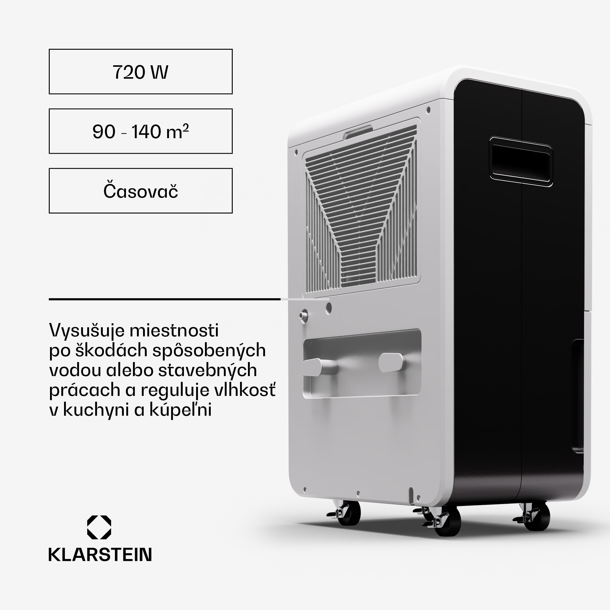 Klarstein DryFy Grand Smart 70, odvlhčovač, WiFi, kompresný, 70l/24h, 90-140 m² – Obrázok 3