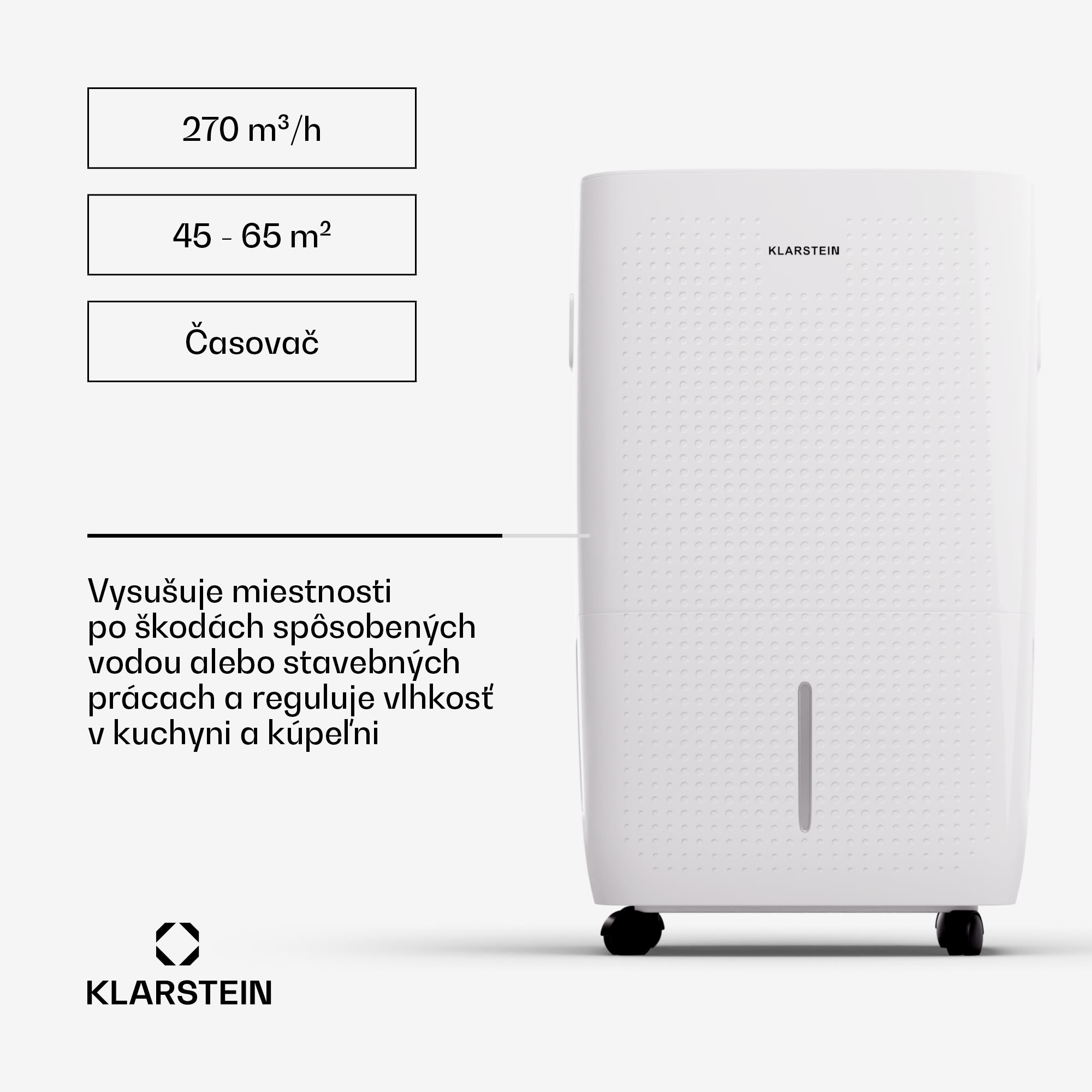 Klarstein DryFy Pro Connect Smart, Odvlhčovač vzduchu, WiFi, Kompresný, 60l/24h, 45-65m² – Obrázok 3