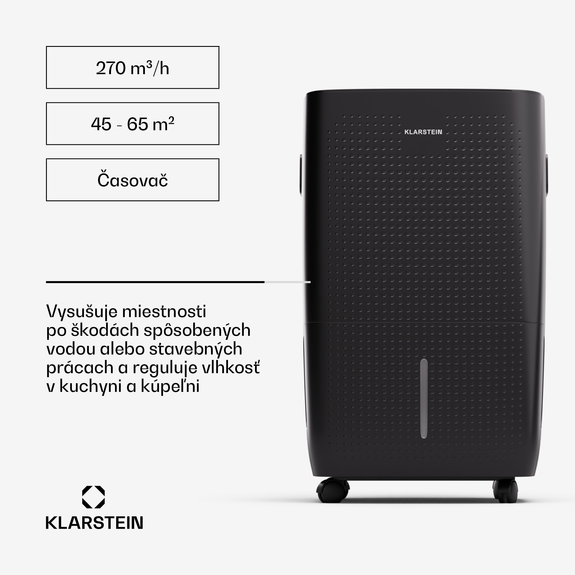 Klarstein DryFy Pro Connect 60 Smart, Odvlhčovač, WiFi, Kompresia, 60l/24h, 45-65 m² – Obrázok 3