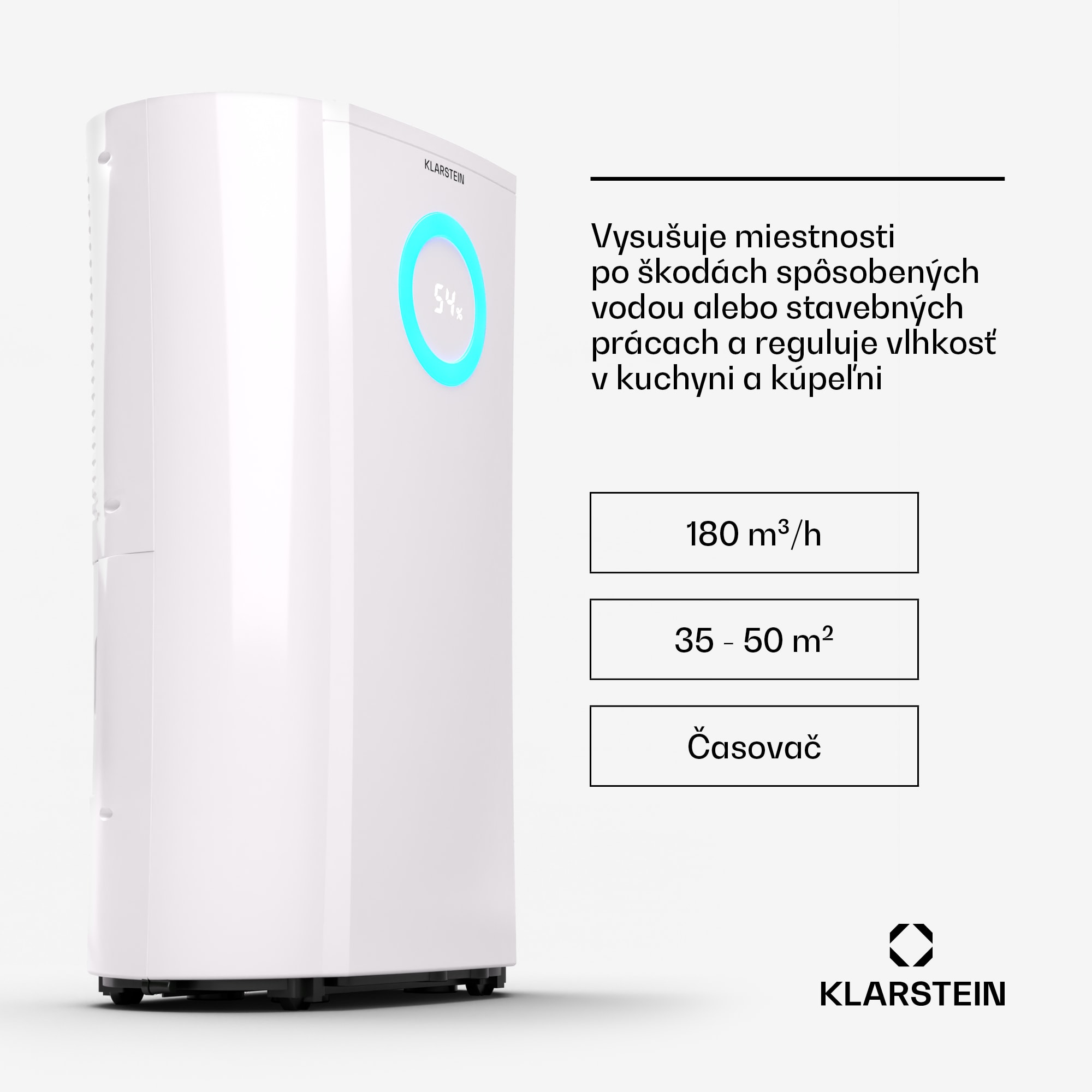 Klarstein DryFy Pro Connect 20 Smart, odvlhčovač, WiFi, kompresia, 20l/d, 35-50m² – Obrázok 3
