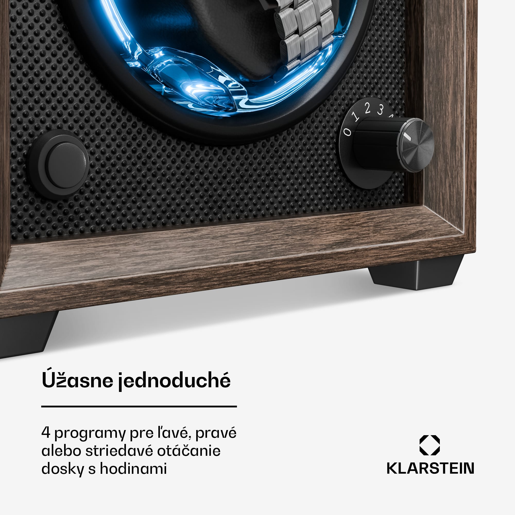 Klarstein Brienz 1 hodinkový navíjač, 1 hodina, 4 režimy, drevený vzhľad, modré vnútorné osvetlenie – Obrázok 4