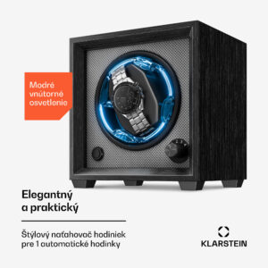 Klarstein Brienz 1, naťahovač hodiniek, 1 hodinky, 4 režimy, drevený vzhľad, modré vnútorné osvetlenie