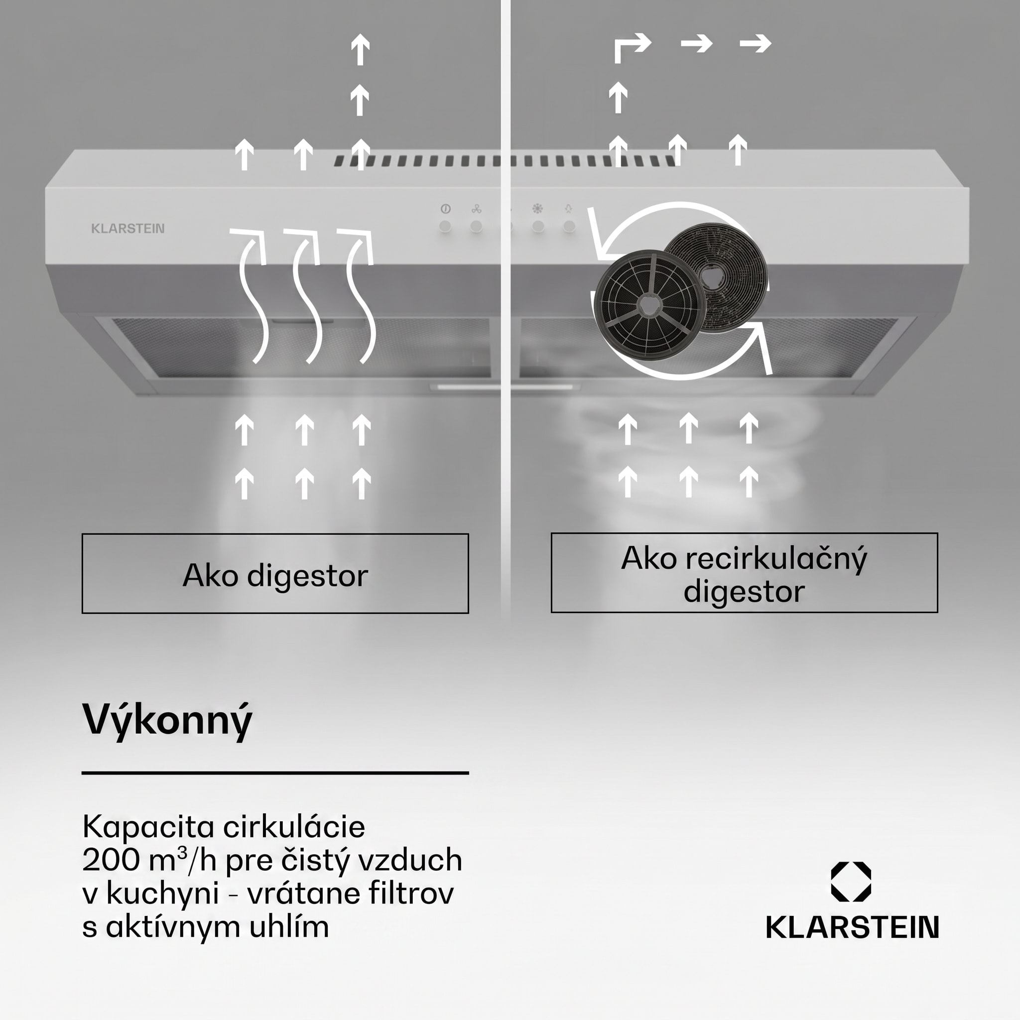 Klarstein Contempo 60 podstavná digestorová kapucňa 60 cm 200 m³/h LED nerez akryl – Obrázok 2