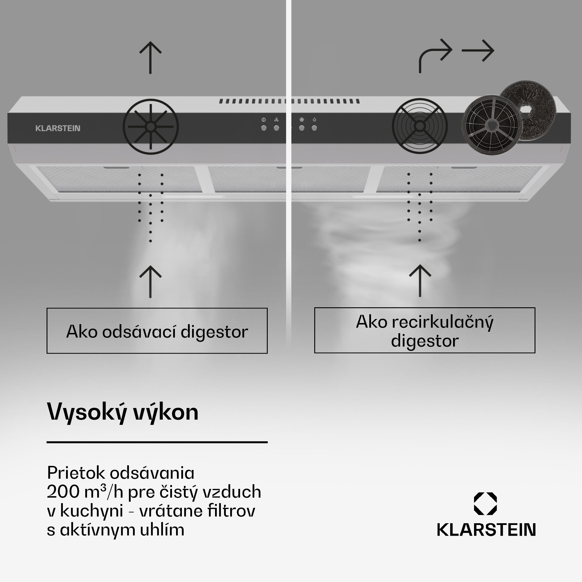 Klarstein Contempo 90, digestor, 90 cm, podskrinkový, 200 m³/h, LED, akryl, nehrdzavejúca oceľ – Obrázok 2