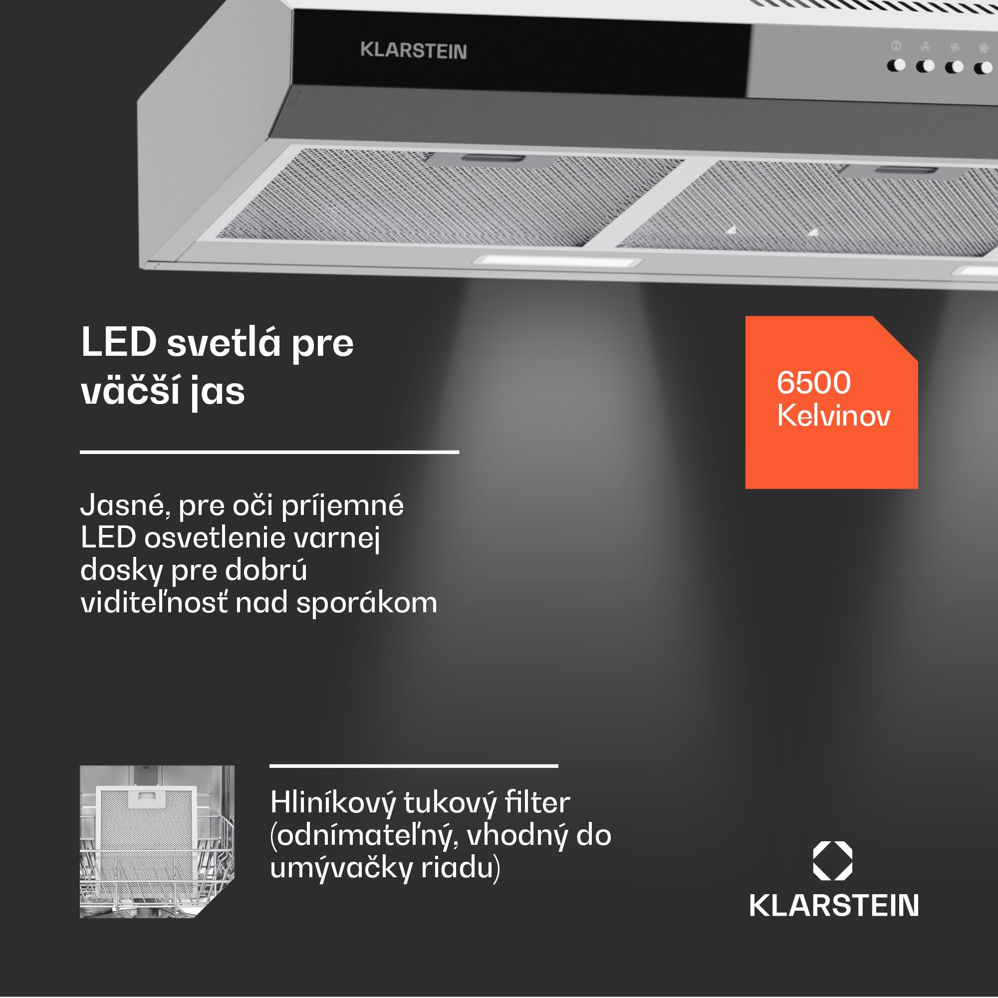 Klarstein Contempo 90, digestor, 90 cm, podskrinkový, 200 m³/h, LED, akryl, nehrdzavejúca oceľ – Obrázok 3