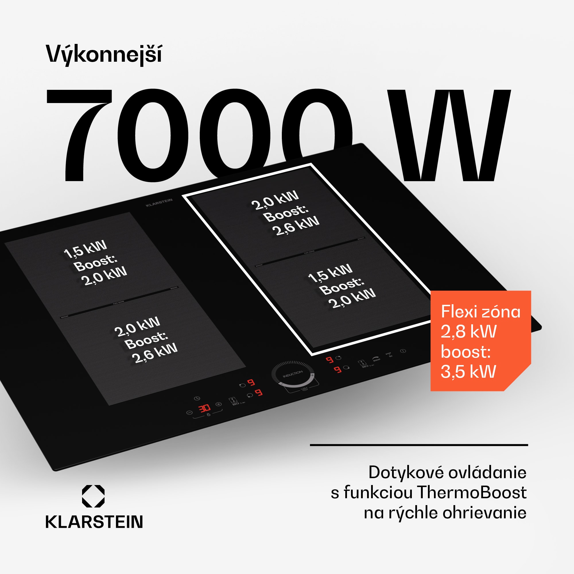 Klarstein Delicatessa 70 Flex, vstavaná indukčná varná doska, 4 zóny, 7000 W, sklokeramika – Obrázok 2