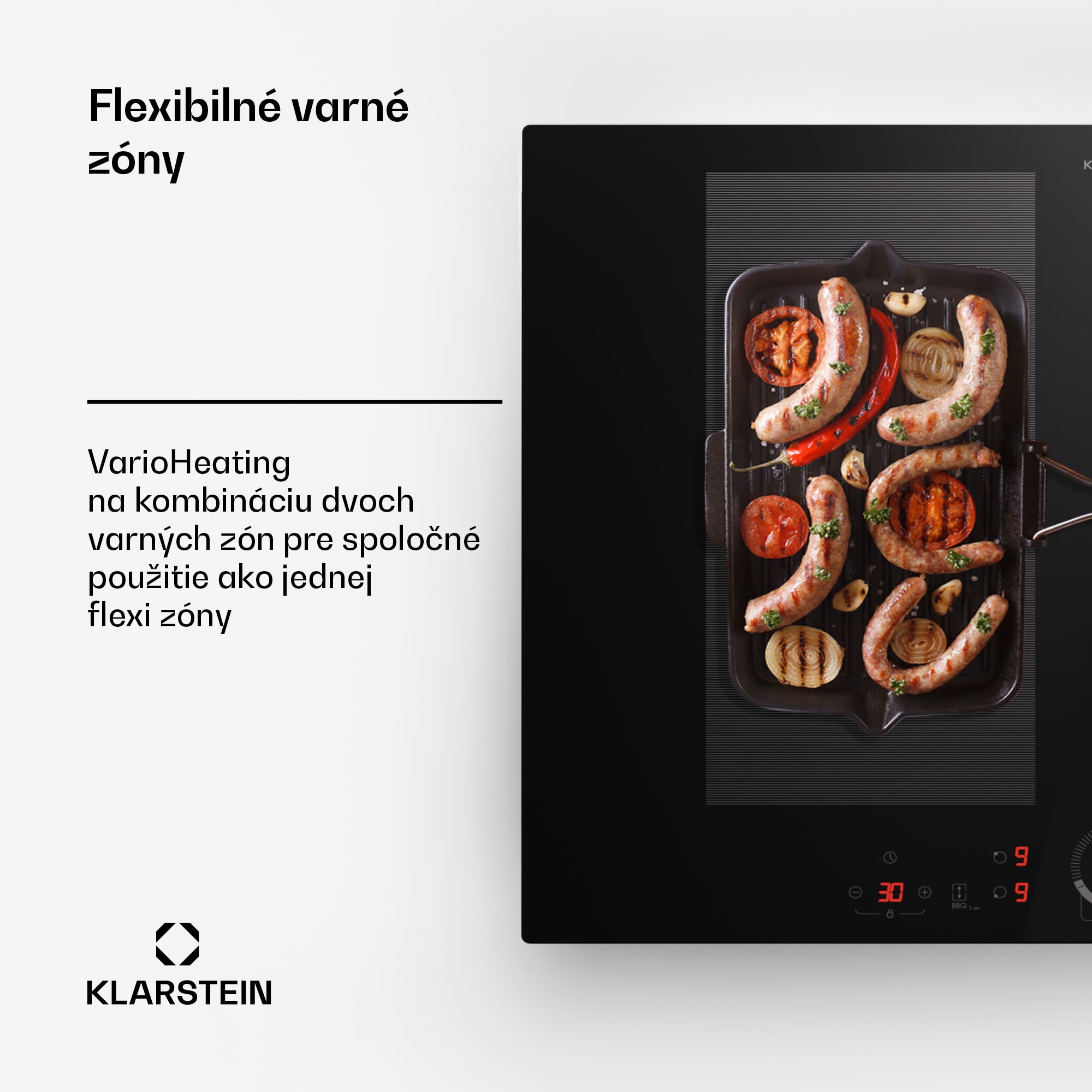 Klarstein Delicatessa 70 Hybrid, vstavaná indukčná varná doska, 4 zóny, 7000 W, sklokeramika – Obrázok 3