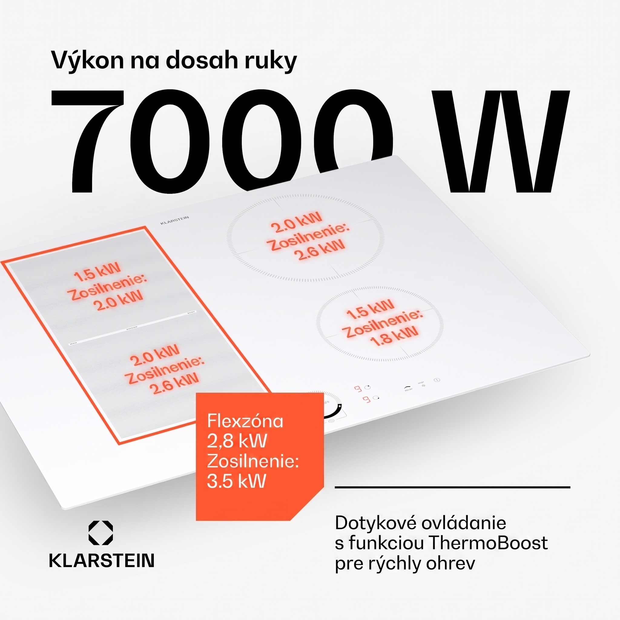 Klarstein Delicatessa 70 Hybrid, vstavaná indukčná varná doska, 4 zóny, 7000 W, sklokeramika – Obrázok 2