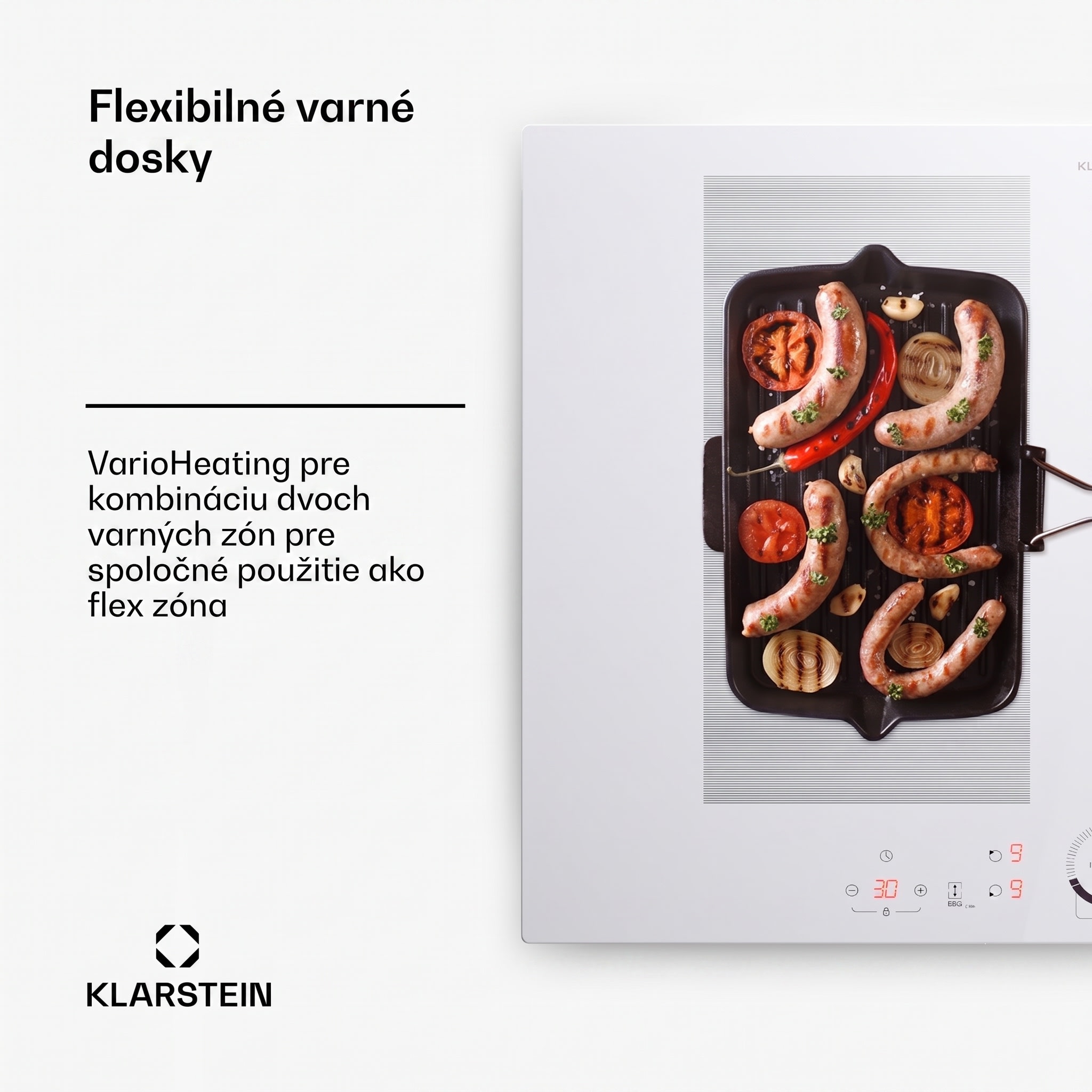 Klarstein Delicatessa 70 Hybrid, vstavaná indukčná varná doska, 4 zóny, 7000 W, sklokeramika – Obrázok 3