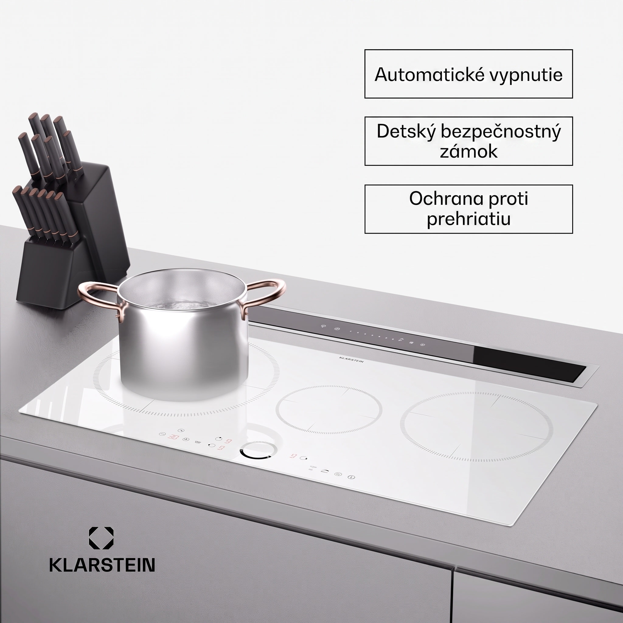 Klarstein Delicatessa 80, vstavaná indukčná varná doska, 3 zóny, 6000 W, Paella zóna, sklokeramika – Obrázok 3