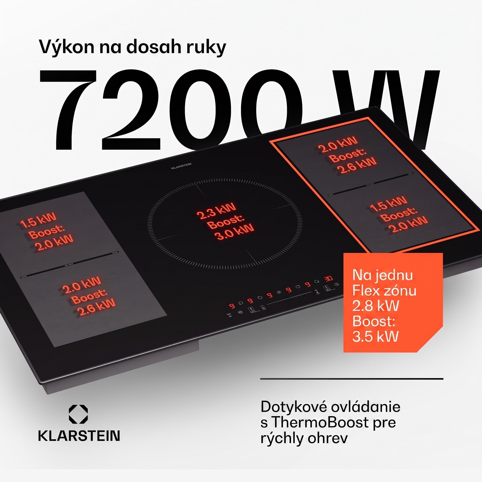 Klarstein Delicatessa 90 Hybrid Prime vstavaná indukčná varná doska 5 zón 7200 W sebestačná – Obrázok 2