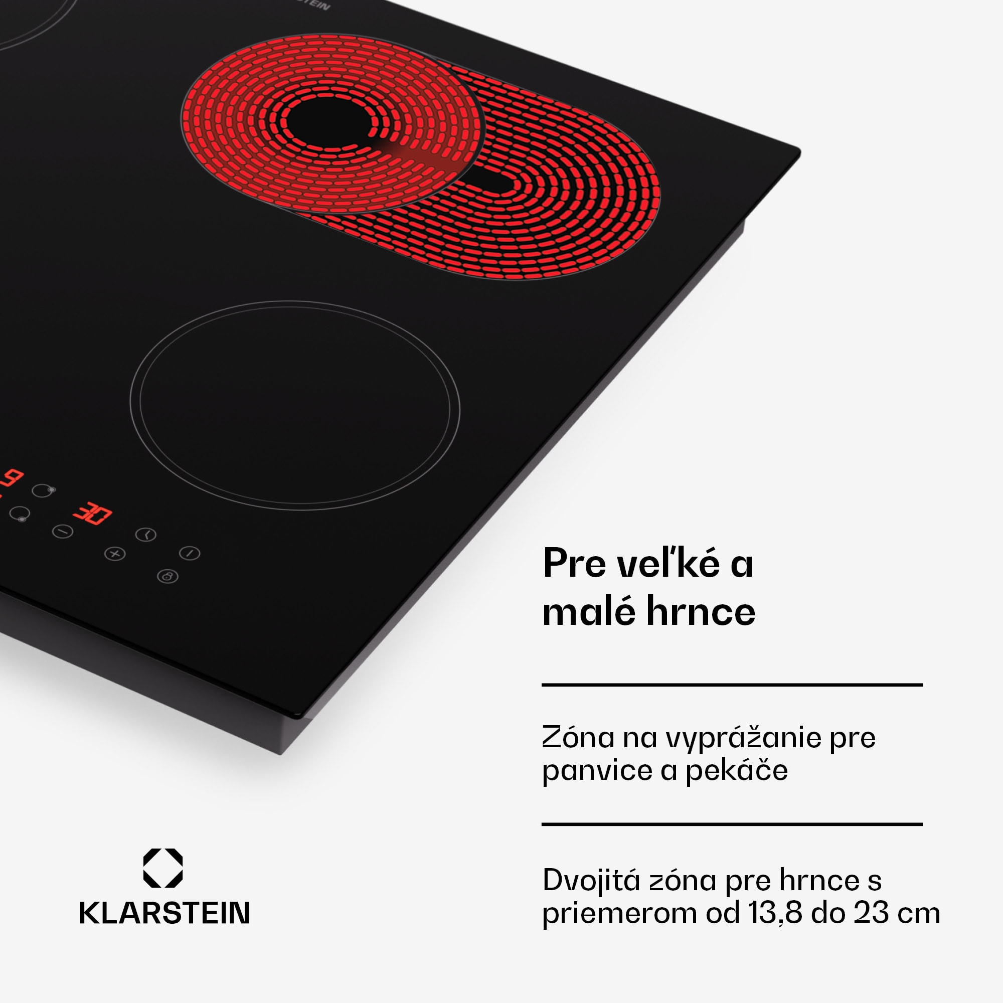 Klarstein Virtuosa 4, varná doska, 60 cm, 6600 W, dvojzónová, Pluszone, časovač, sklokeramika – Obrázok 3