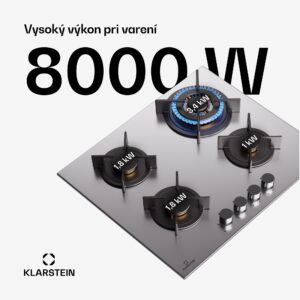 Klarstein Goldflame 4 samostatná 4-zónová plytopná varná doska zemný plyn/propán nerezová oceľ