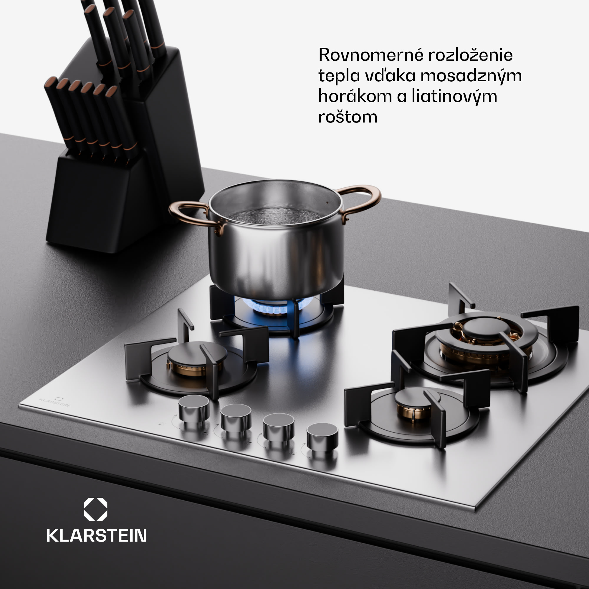 Klarstein Goldflame 4 samostatná 4-zónová plytopná varná doska zemný plyn/propán nerezová oceľ – Obrázok 3