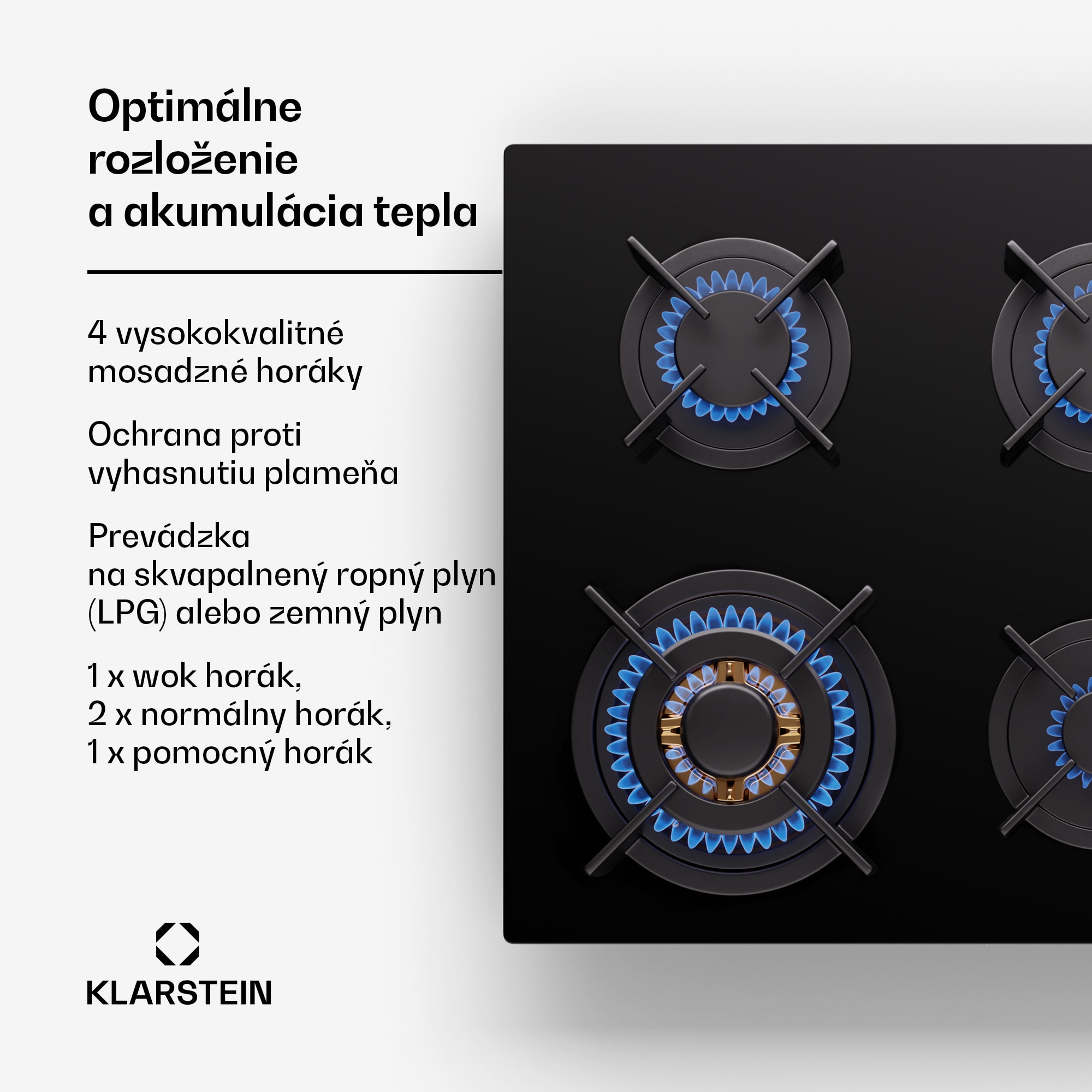 Klarstein Goldflame 4, plynová varná doska, 4 horáky – Obrázok 2