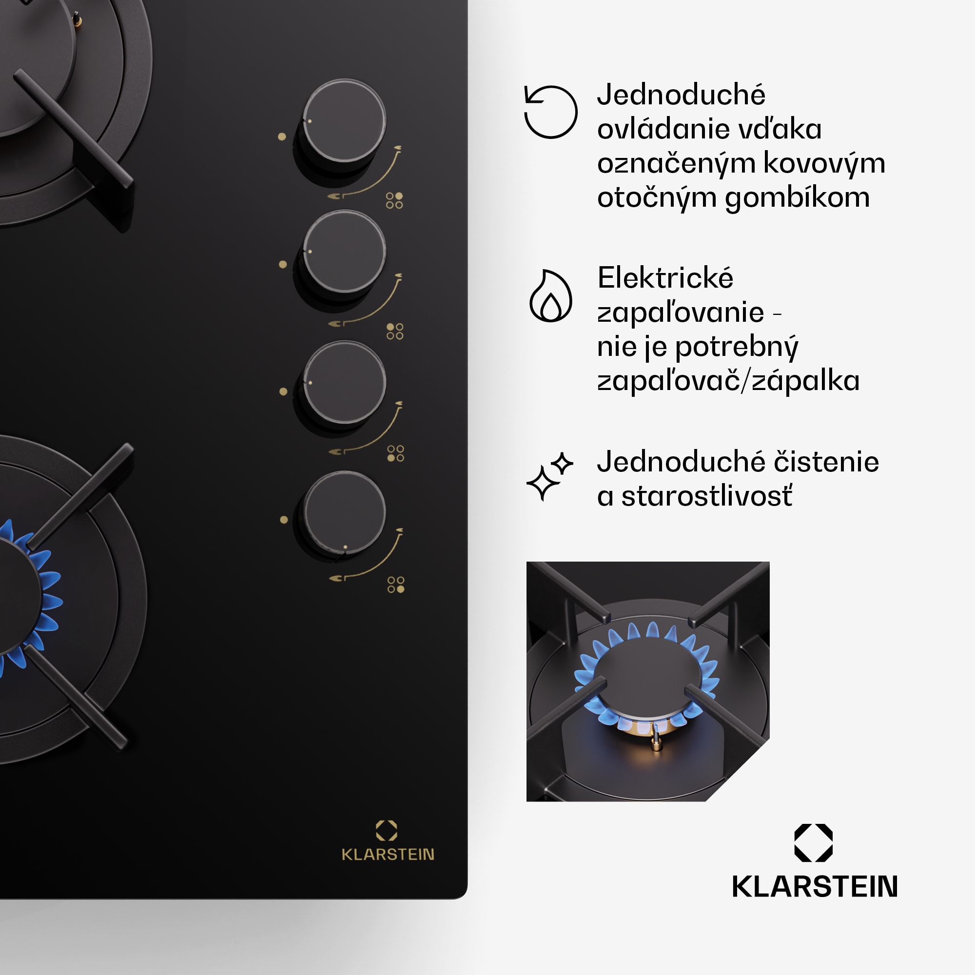 Klarstein Goldflame 4, plynová varná doska, 4 horáky – Obrázok 4
