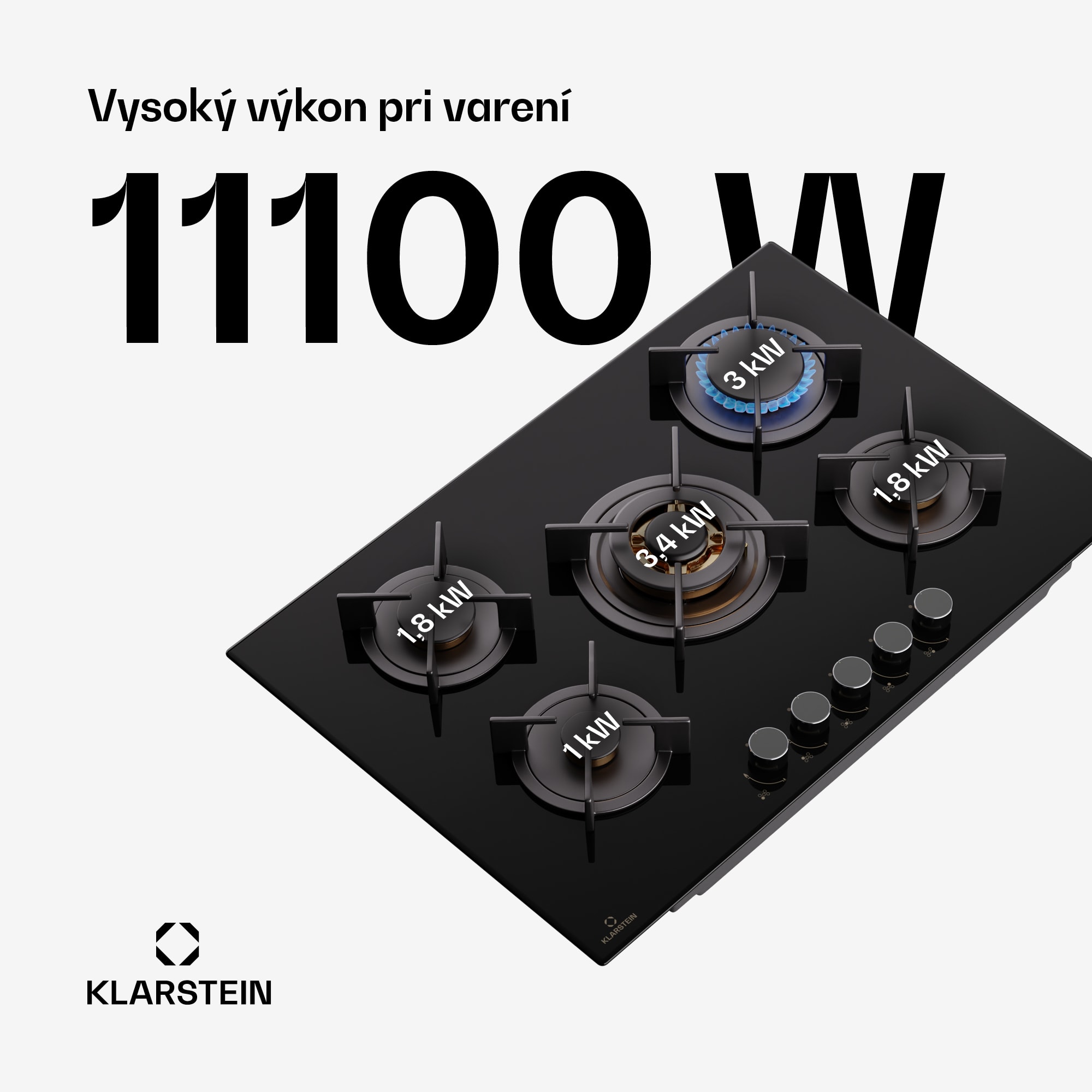 Klarstein Goldflame 5 samostatná plynová varná doska s 5 horákmi