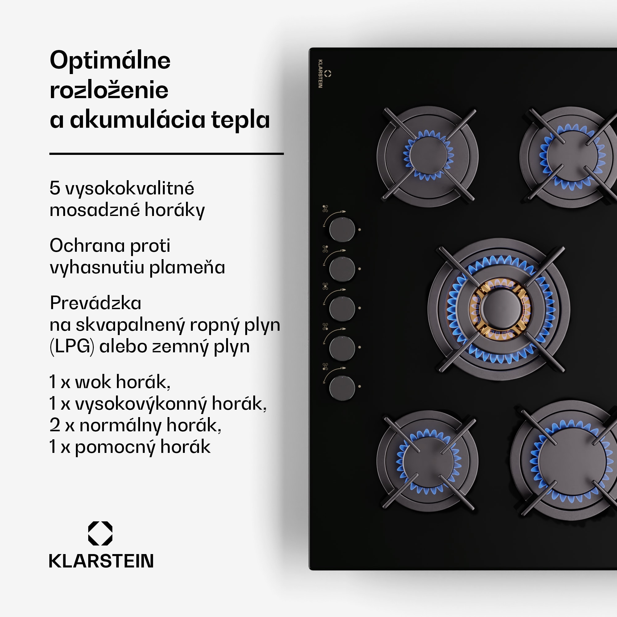 Klarstein Goldflame 5 samostatná plynová varná doska s 5 horákmi – Obrázok 2