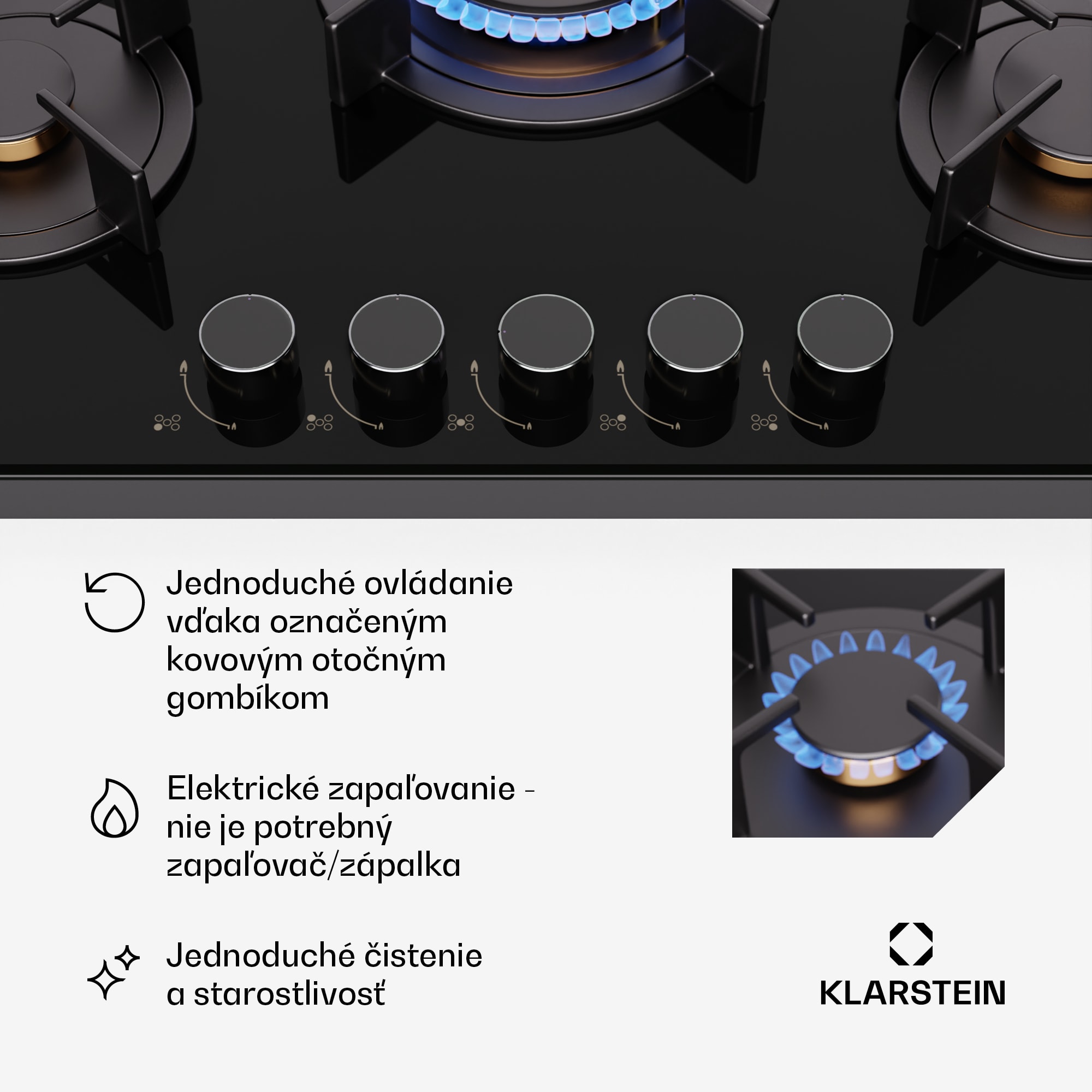 Klarstein Goldflame 5 samostatná plynová varná doska s 5 horákmi – Obrázok 4