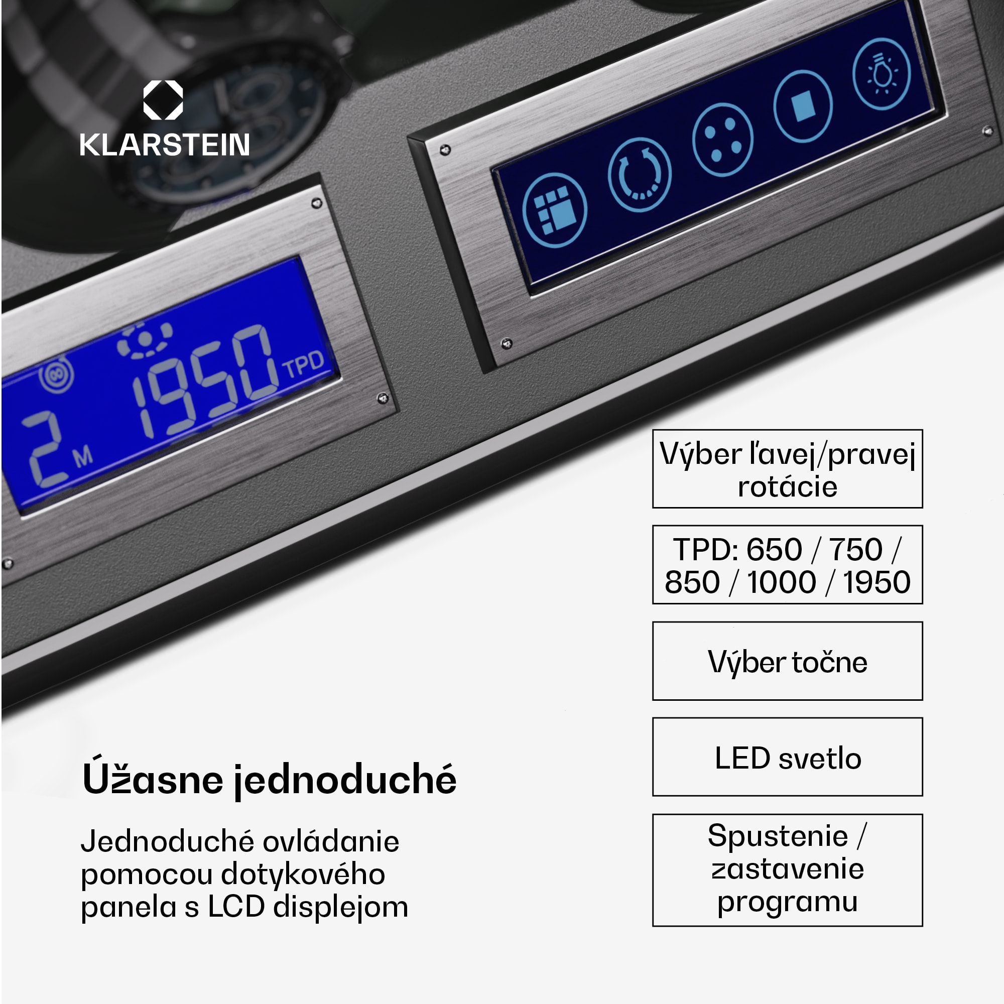 Klarstein Verdon 4, naťahovač hodiniek, na 4 hodinky, 3 režimy, 5 rýchlostí, LED, diaľkové ovládanie – Obrázok 4