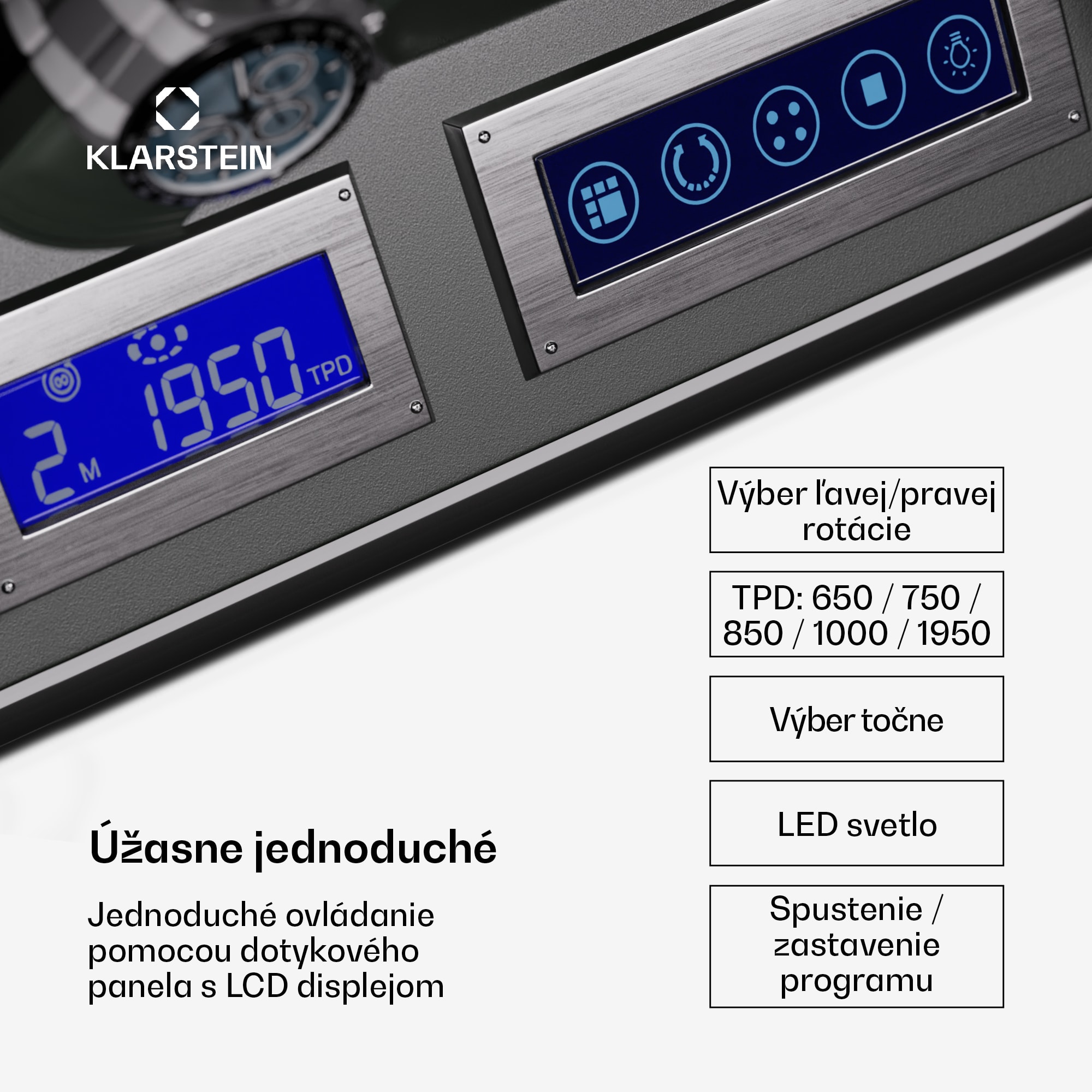 Klarstein Verdon 6, naťahovač hodiniek, na 6 hodiniek, 3 režimy, 5 rýchlostí, LED, diaľkové ovládanie – Obrázok 4