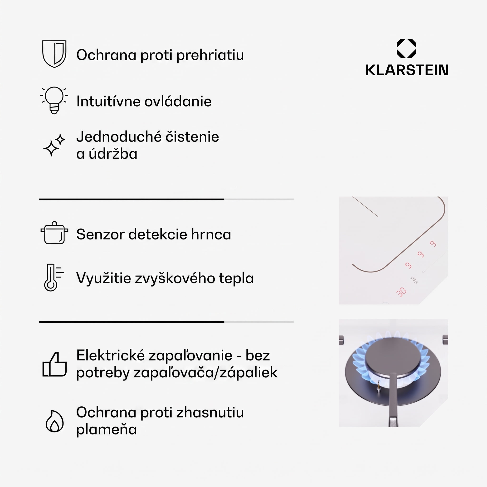 Klarstein MultiChef 4, indukčná a plynová varná doska, 4 varné zóny, 2 plynové horáky, 2 indukčné varné dosky, FlexZone – Obrázok 3